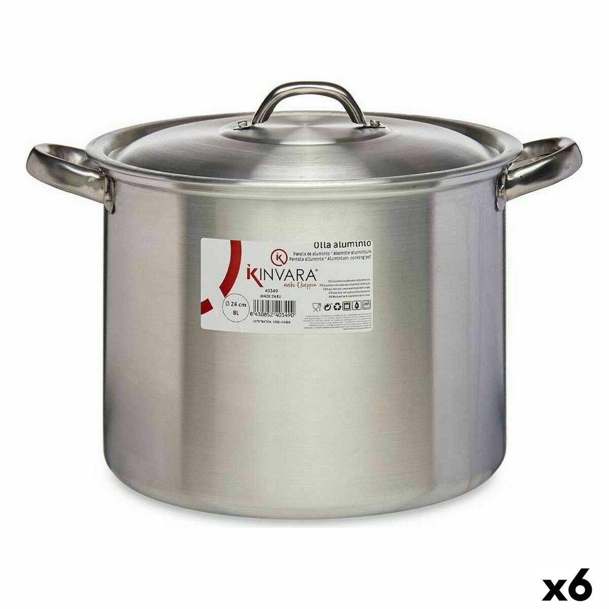 Casserole with Lid Kinvara 100035 Silver Aluminium Ø 24 cm (6 Units) Casserole with Lid Kinvara 100035 Silver Aluminium Ø 24 cm (6 Units)