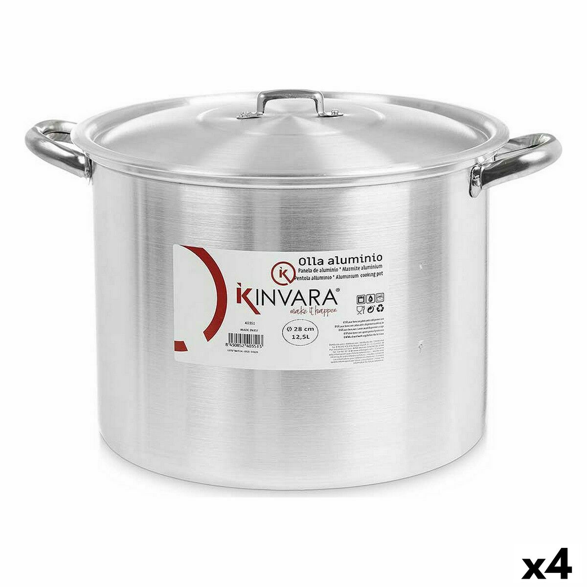 Casserole with Lid Silver Aluminium 38 x 25 x 31 cm (4 Units) Casserole with Lid Silver Aluminium 38 x 25 x 31 cm (4 Units)