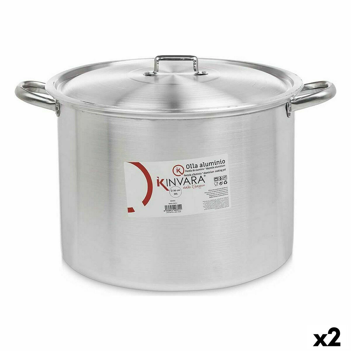 Casserole with Lid Kinvara 100041 Silver Aluminium Ø 36 cm (2 Units) Casserole with Lid Kinvara 100041 Silver Aluminium Ø 36 cm (2 Units)