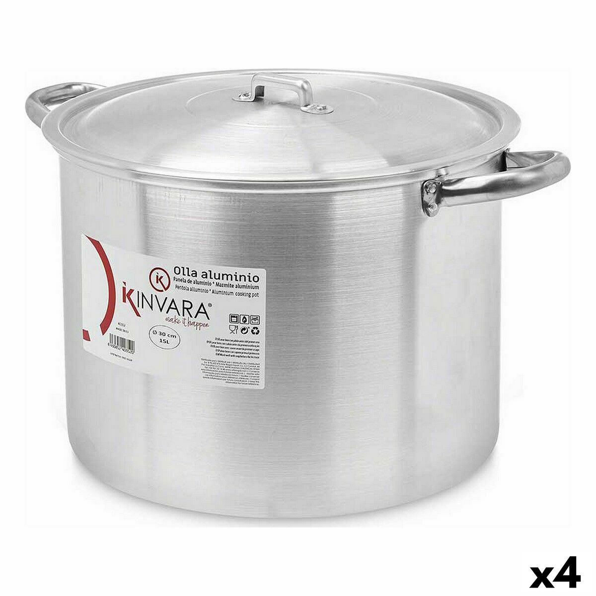 Casserole with Lid Ø 30 cm Silver Aluminium (4 Units) Casserole with Lid Ø 30 cm Silver Aluminium (4 Units)