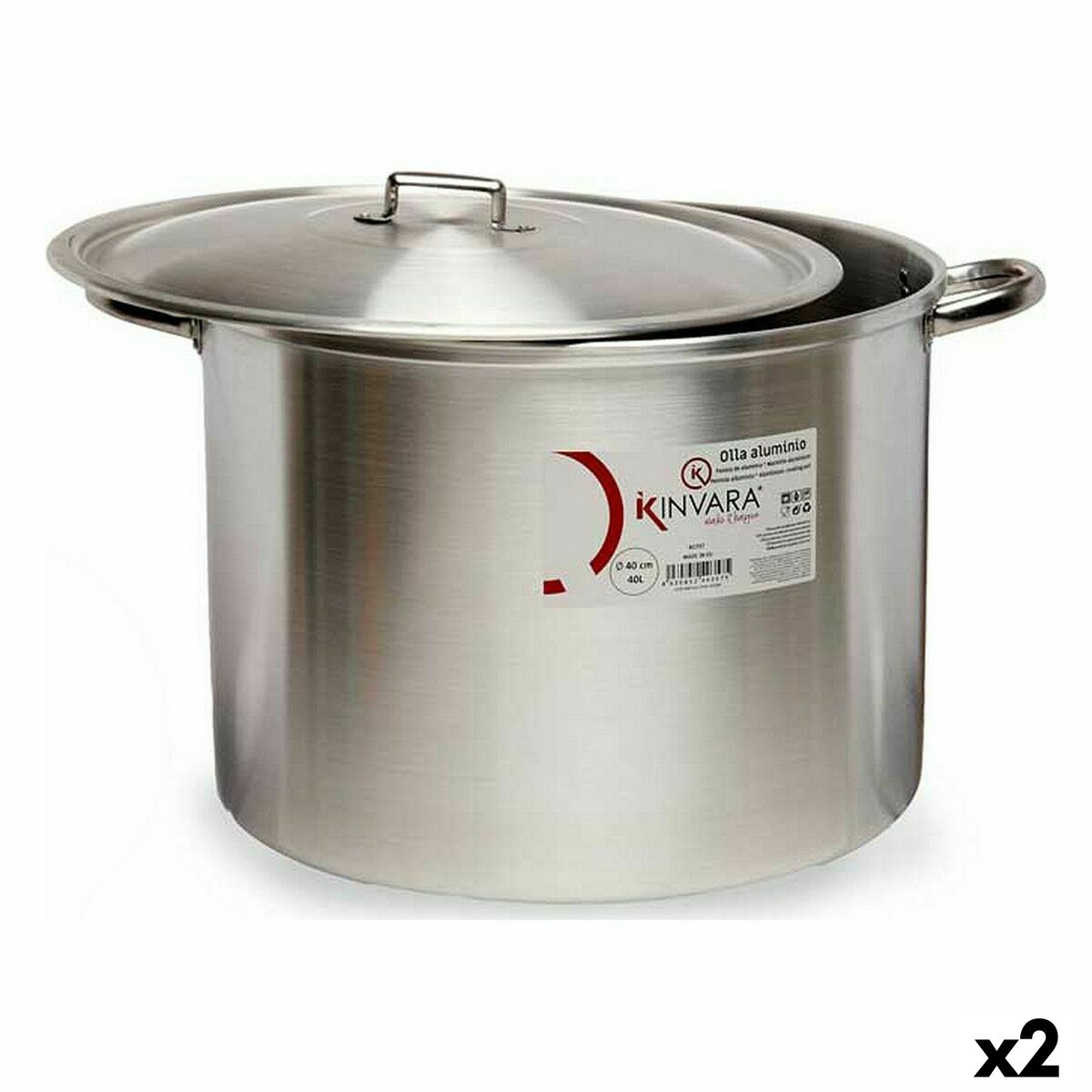 Casserole with Lid Silver Aluminium 53 x 34 x 43 cm (2 Units) Casserole with Lid Silver Aluminium 53 x 34 x 43 cm (2 Units)