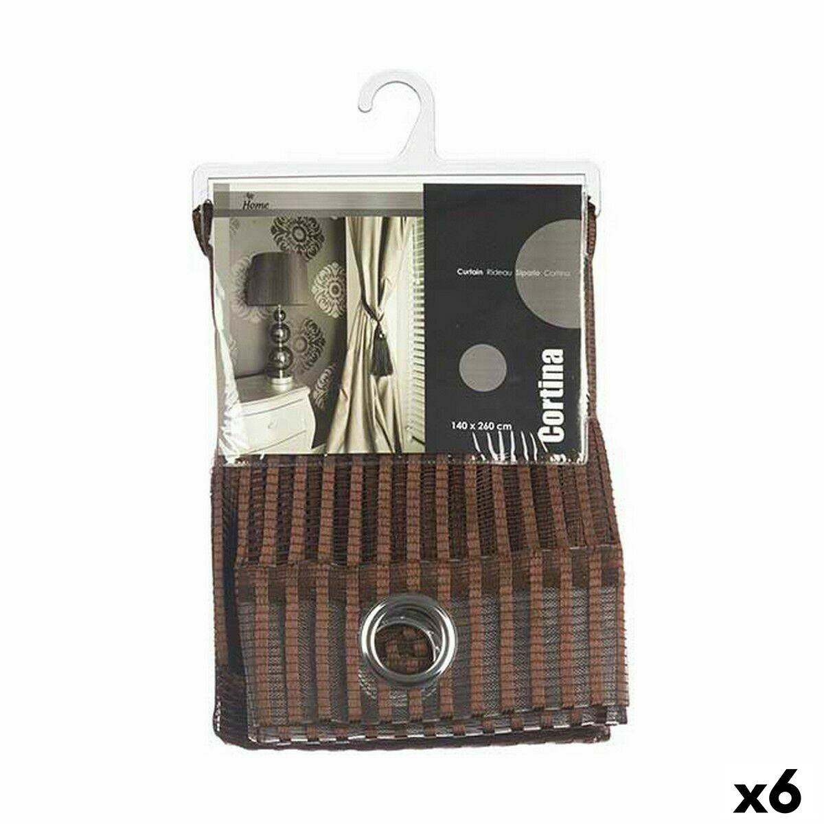 Curtain 140 x 260 cm Brown (6 Units) Curtain 140 x 260 cm Brown (6 Units)