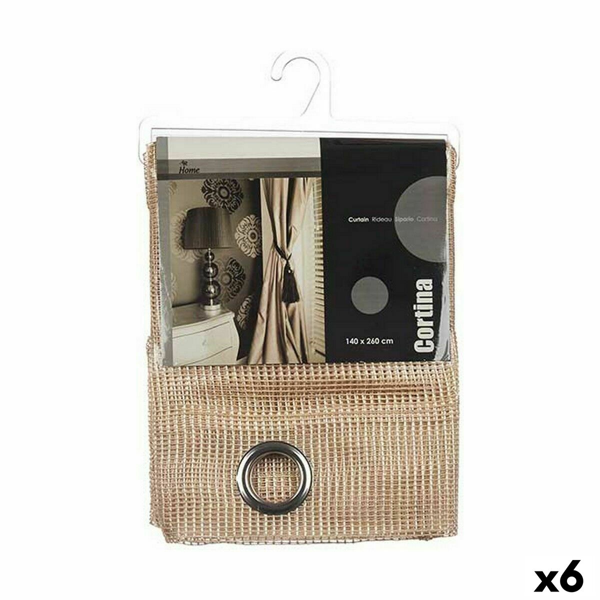 Curtain 140 x 260 cm Grille Beige (6 Units) Curtain 140 x 260 cm Grille Beige (6 Units)