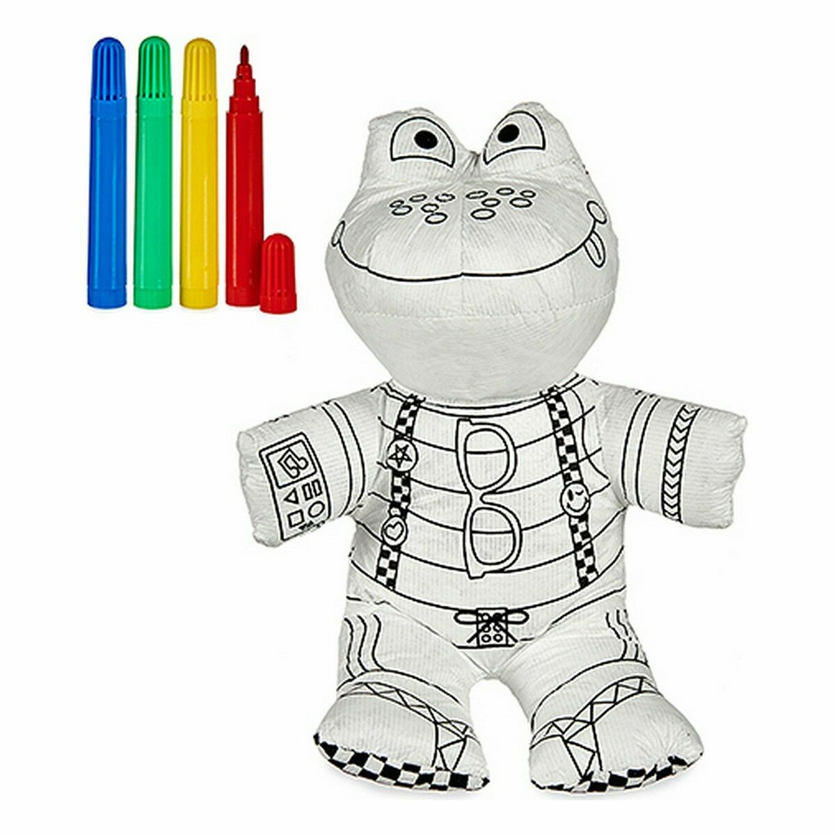 Colouring Plush Pincello ST342 White Black 18 x 10 x 24 cm Frog (8 Units)