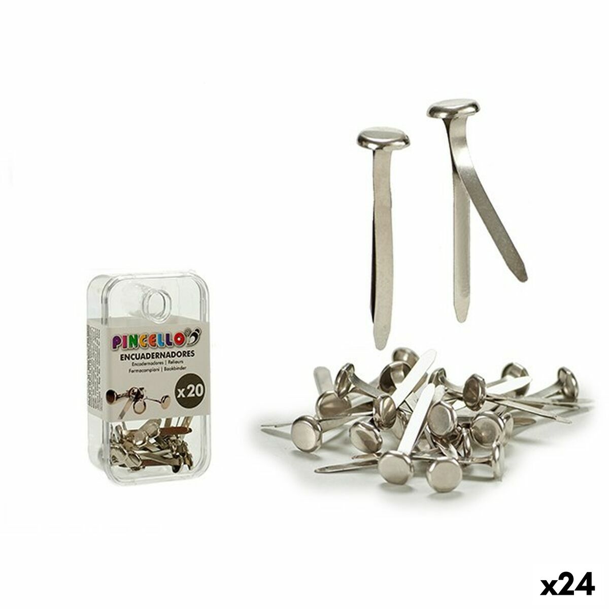 Clips Pincello AR1607101 Silver Binding Metal (24 Units) Clips Pincello AR1607101 Silver Binding Metal (24 Units)