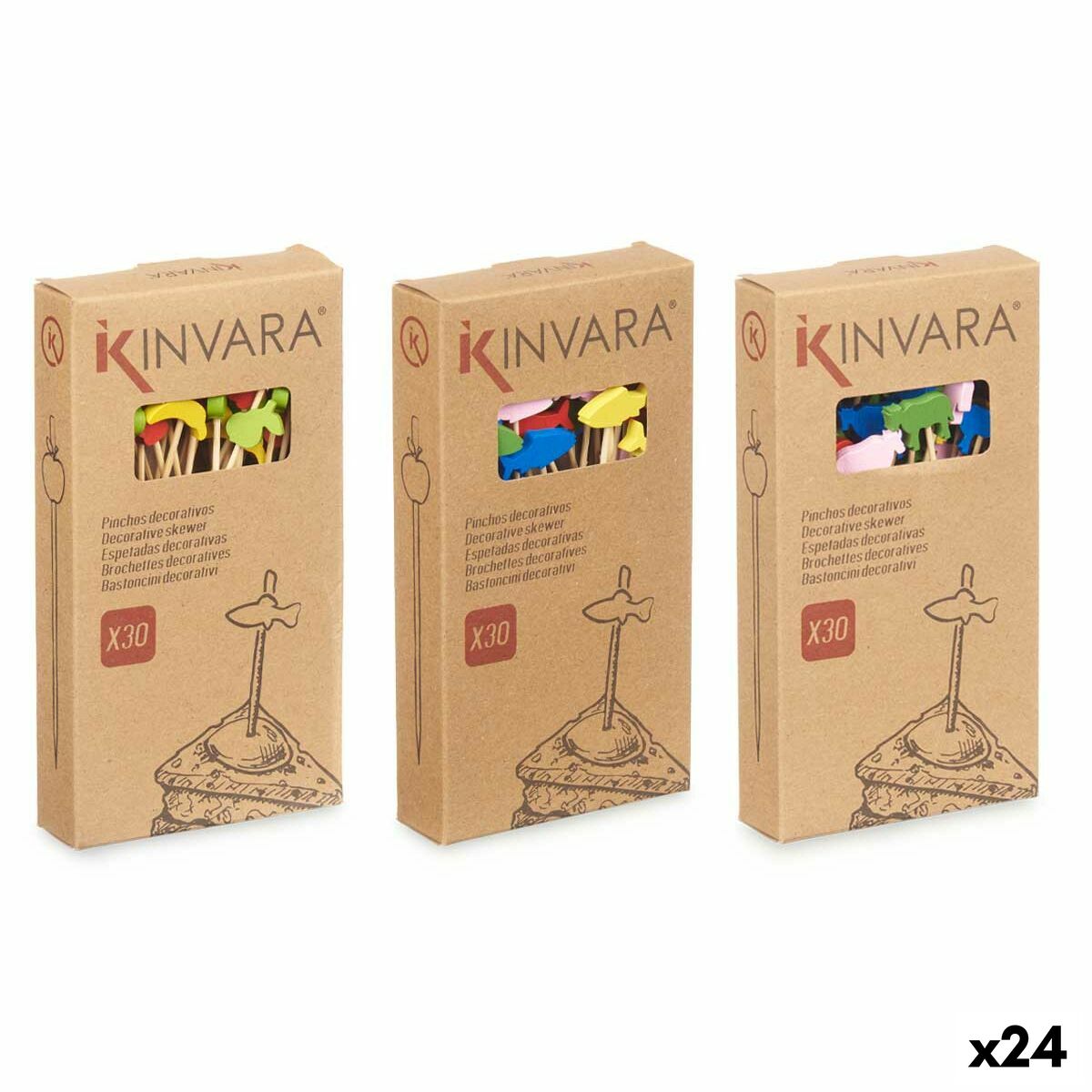 Barbecue Skewer Set Kinvara 47527 Bamboo 2,5 x 0,4 x 12,5 cm Skewer Decorated (24 Units) Barbecue Skewer Set Kinvara 47527 Bamboo 2,5 x 0,4 x 12,5 cm Skewer Decorated (24 Units)