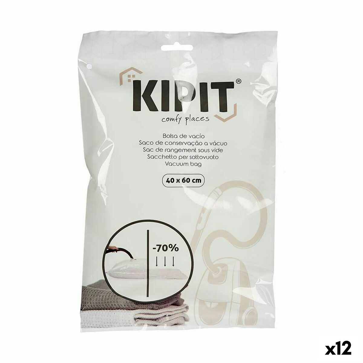 Vacuum Bags Kipit 54202 Transparent Plastic 40 x 60 cm (12 Units)