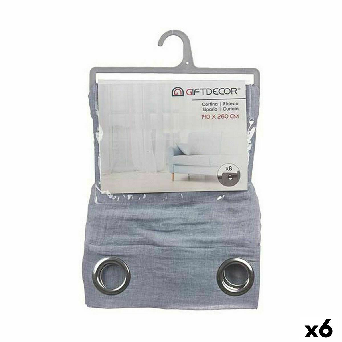 Curtain Blue 140 x 0,1 x 260 cm (6 Units) Curtain Blue 140 x 0,1 x 260 cm (6 Units)