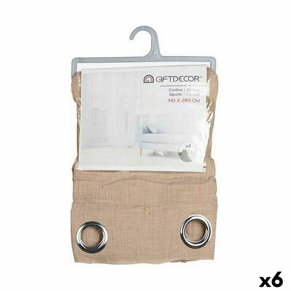 Curtain Beige 140 x 0,1 x 260 cm (6 Units) Curtain Beige 140 x 0,1 x 260 cm (6 Units)