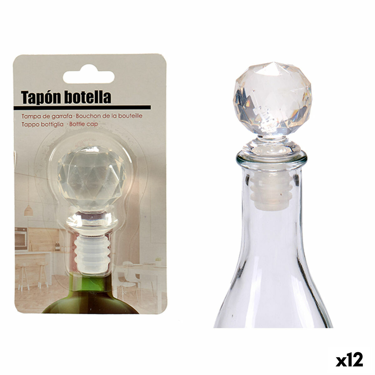 Airtight bottle cap Kinvara 25011 Transparent 3,5 x 14,5 x 8,5 cm Ball (12 Units) Airtight bottle cap Kinvara 25011 Transparent 3,5 x 14,5 x 8,5 cm Ball (12 Units)