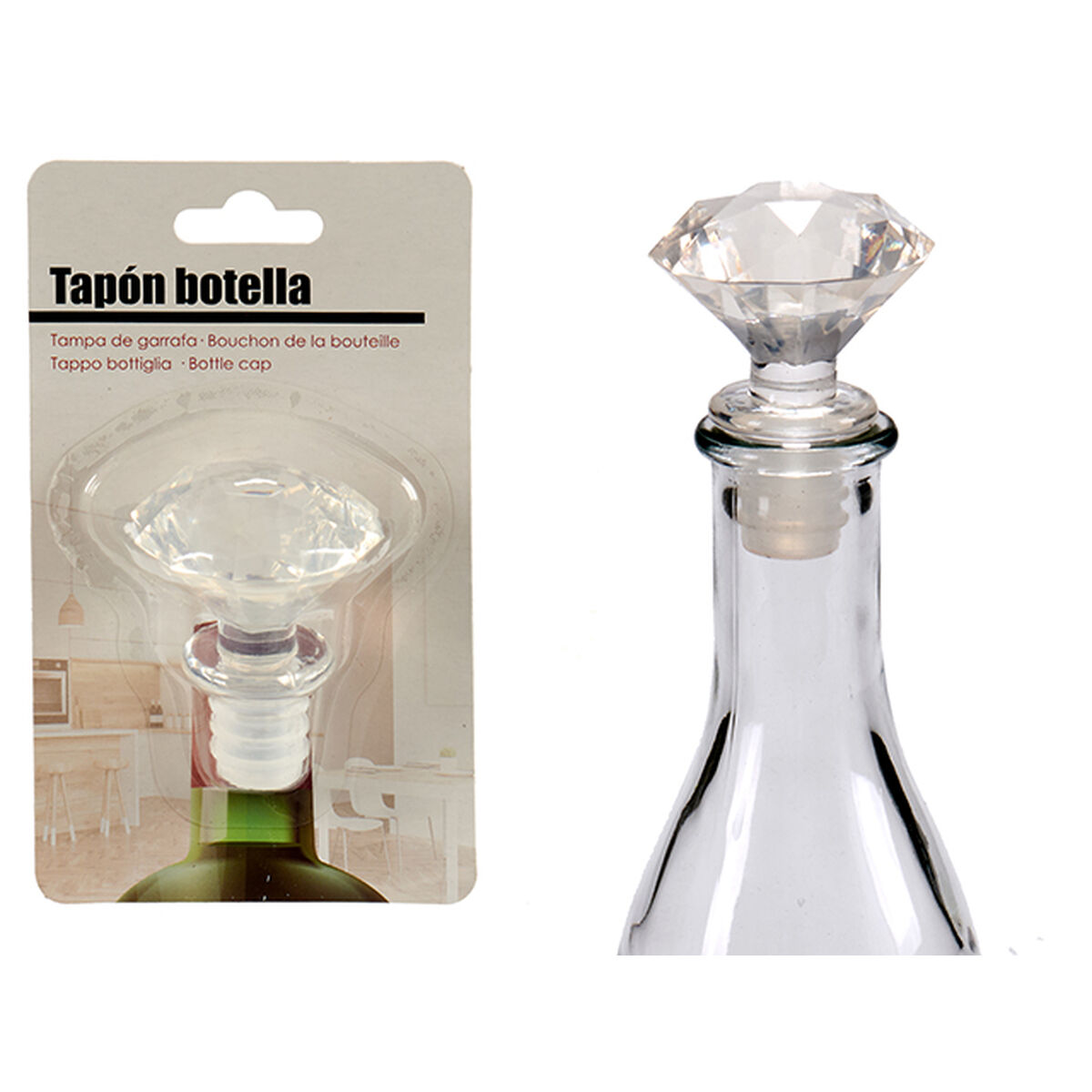 Airtight bottle cap Kinvara 25013 Transparent 4,5 x 14,5 x 8,5 cm Diamond (12 Units)