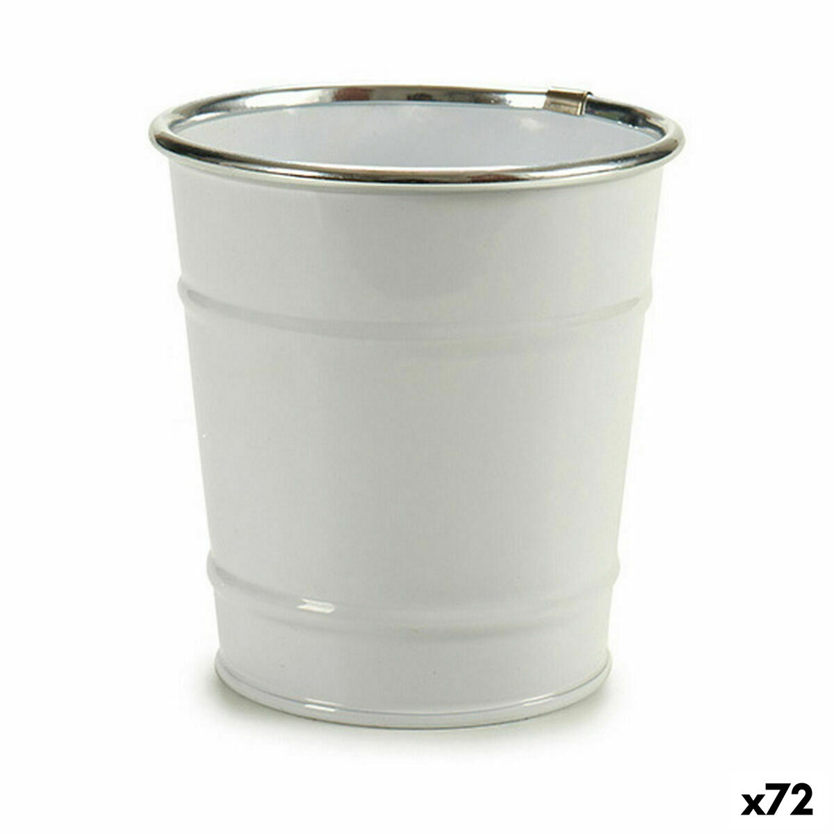 Planter Bucket White Silver Zinc 10,5 x 10,5 x 10,5 cm (72 Units)