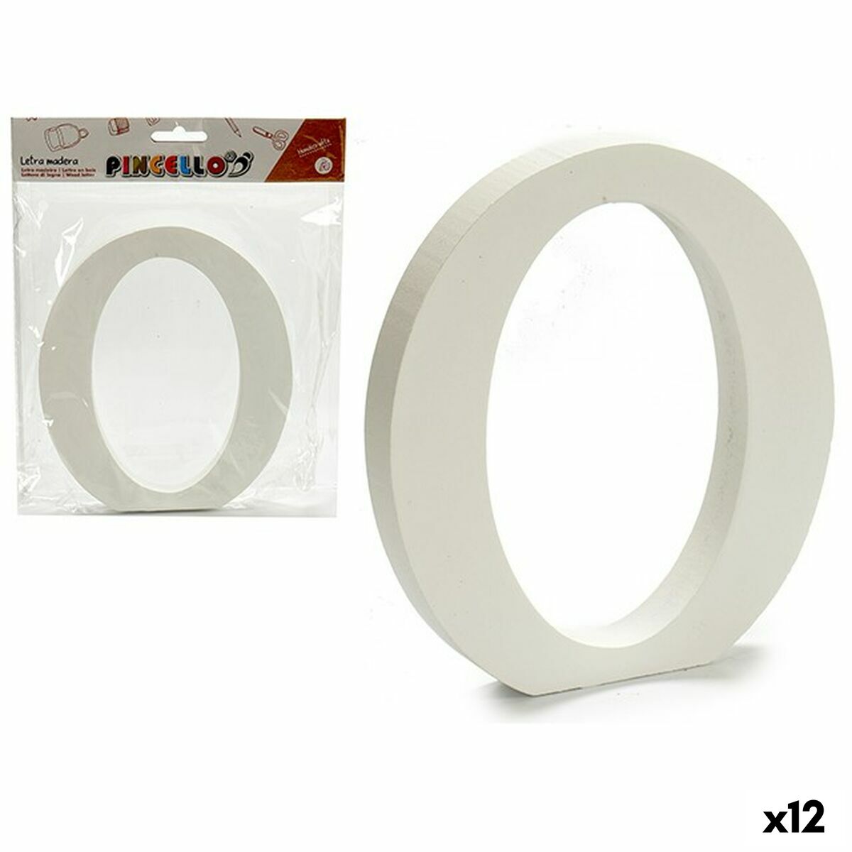 Letter Pincello O White Wood 1,8 x 21 x 17 cm (12 Units) Letter Pincello O White Wood 1,8 x 21 x 17 cm (12 Units)