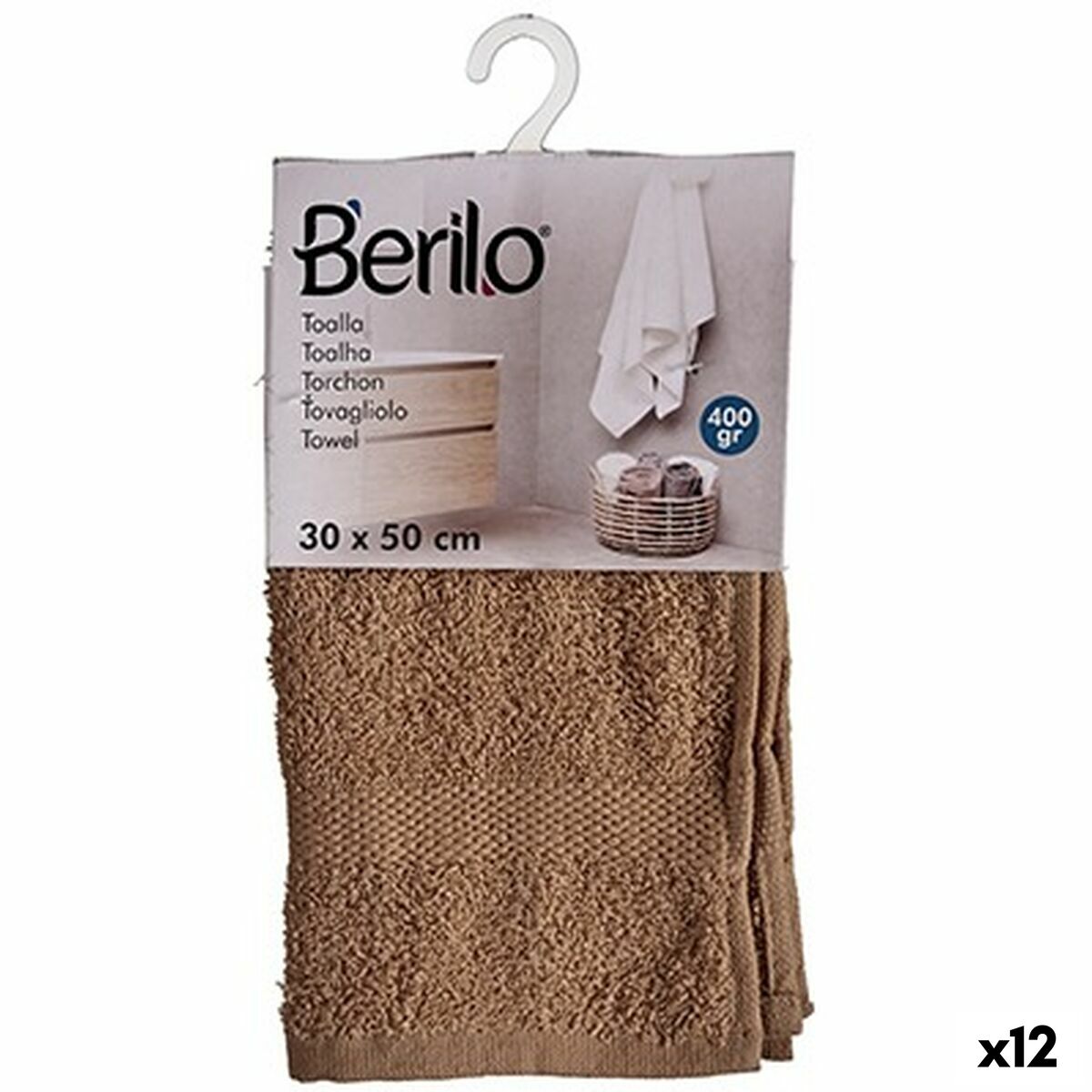Bath towel Berilo 89660 Camel 80 % cotton 20 % Polyester 30 x 50 cm (12 Units) Bath towel Berilo 89660 Camel 80 % cotton 20 % Polyester 30 x 50 cm (12 Units)