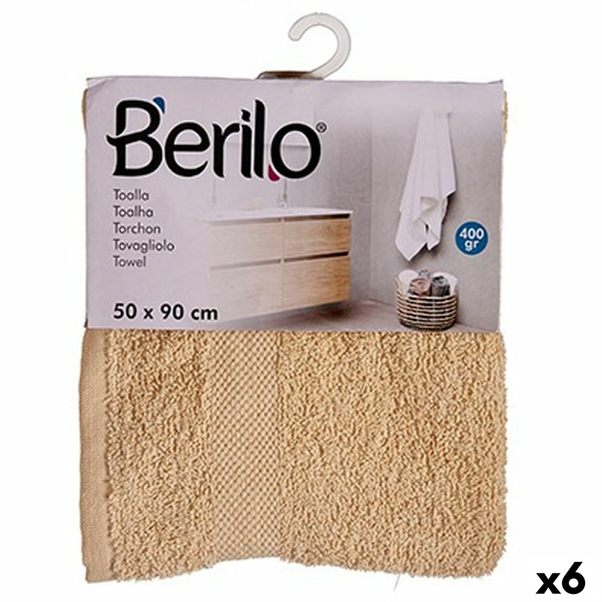 Bath towel Berilo 89657 Cream 80 % cotton 20 % Polyester 50 x 90 cm (6 Units) Bath towel Berilo 89657 Cream 80 % cotton 20 % Polyester 50 x 90 cm (6 Units)