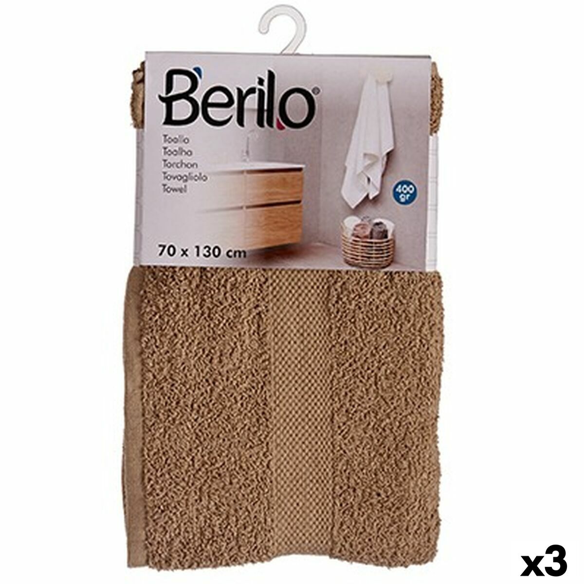 Bath towel Camel 70 x 130 cm (3 Units) Bath towel Camel 70 x 130 cm (3 Units)