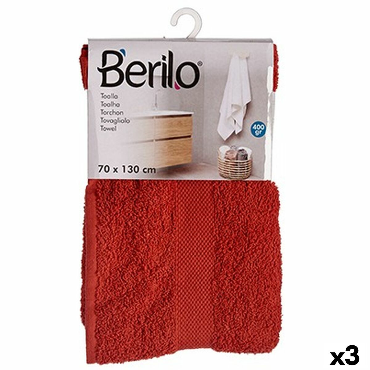 Bath towel Berilo 89666 Tile 80 % cotton 20 % Polyester 70 x 130 cm (3 Units) Bath towel Berilo 89666 Tile 80 % cotton 20 % Polyester 70 x 130 cm (3 Units)