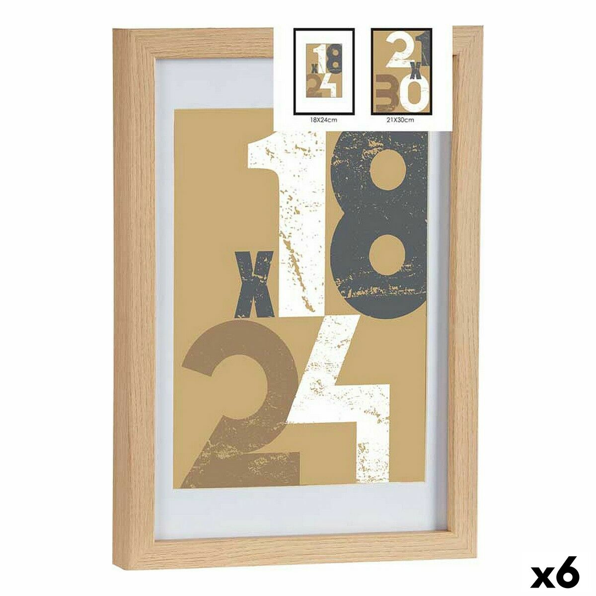 Photo frame 24 x 2,5 x 32,5 cm Natural Glass MDF Wood (6 Units) Photo frame 24 x 2,5 x 32,5 cm Natural Glass MDF Wood (6 Units)