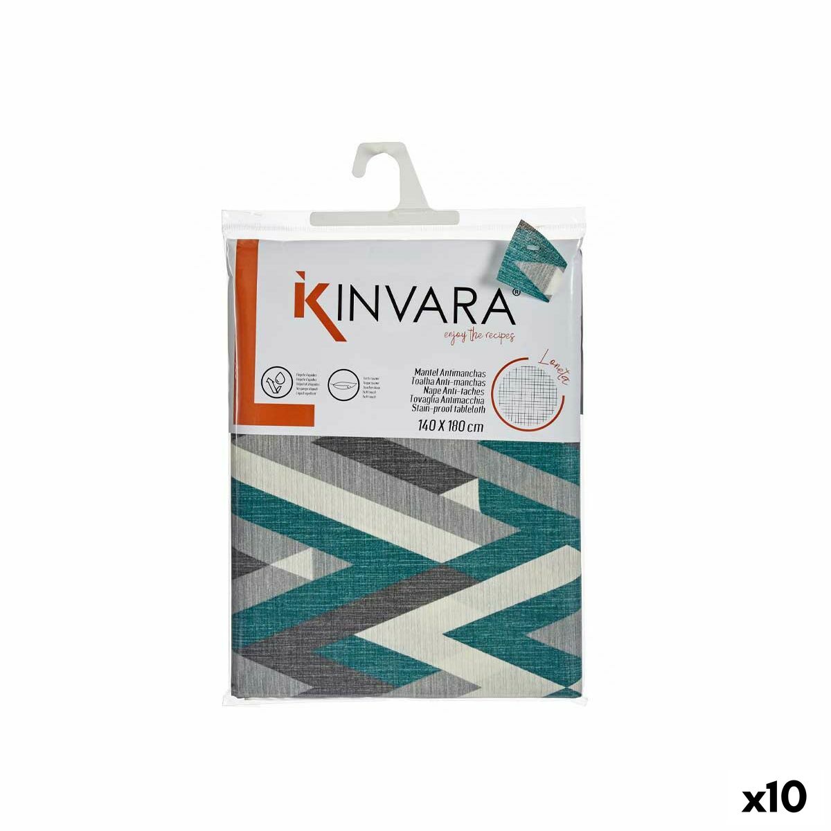Tablecloth Kinvara ZIGI-21469-VERDE Green Thin canvas 140 x 180 cm Anti-stain Stripes (10 Units) Tablecloth Kinvara ZIGI-21469-VERDE Green Thin canvas 140 x 180 cm Anti-stain Stripes (10 Units)