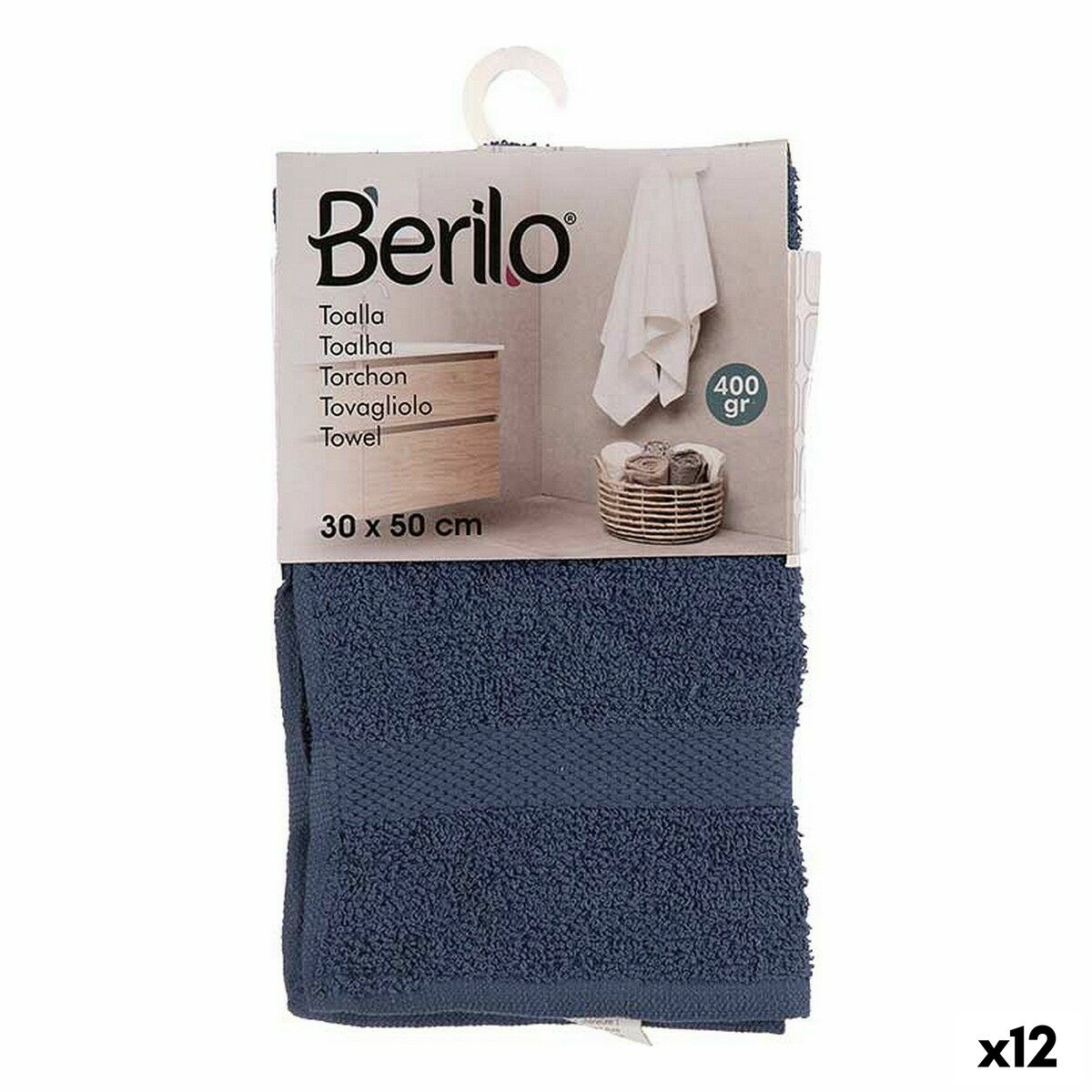 Bath towel 30 x 0,5 x 50 cm Blue (12 Units) Bath towel 30 x 0,5 x 50 cm Blue (12 Units)