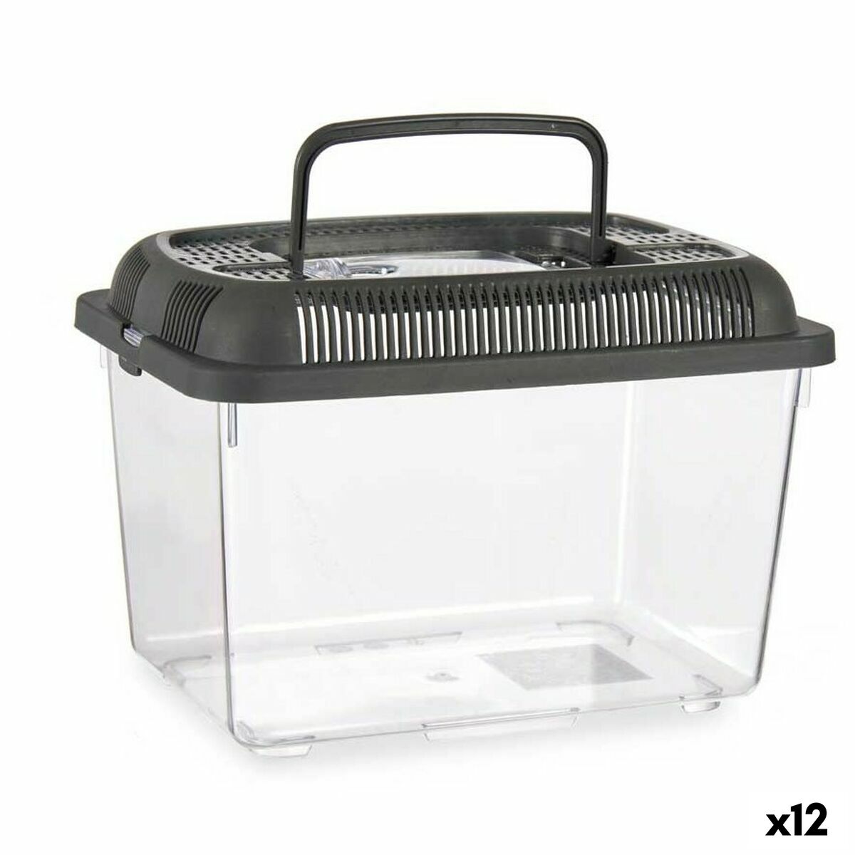 Fish tank With handle Medium Anthracite Plastic 3 L 17 x 16 x 24 cm (12 Units) Fish tank With handle Medium Anthracite Plastic 3 L 17 x 16 x 24 cm (12 Units)