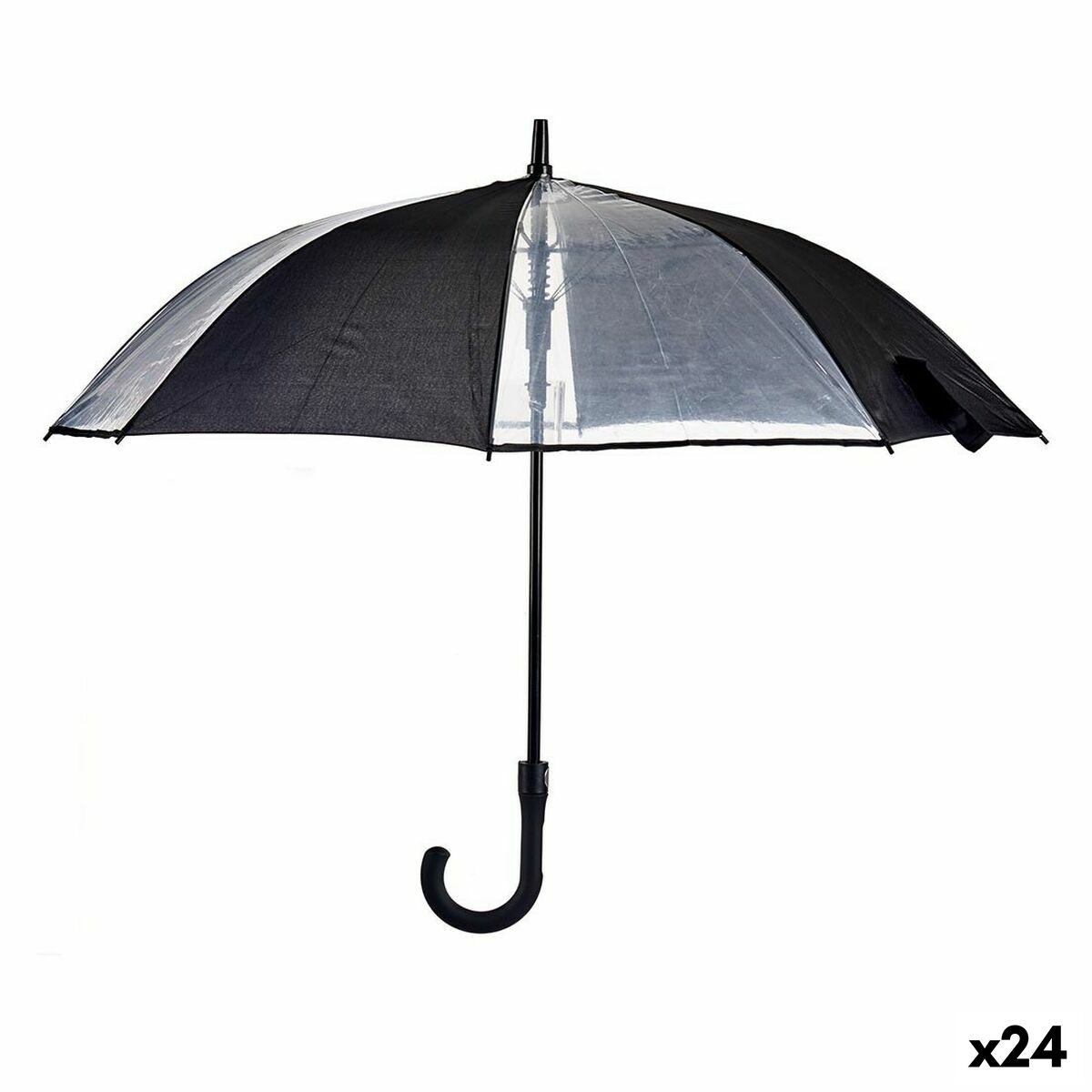 Umbrella Black Transparent Metal Cloth 96 x 96 x 84,5 cm (24 Units) Umbrella Black Transparent Metal Cloth 96 x 96 x 84,5 cm (24 Units)