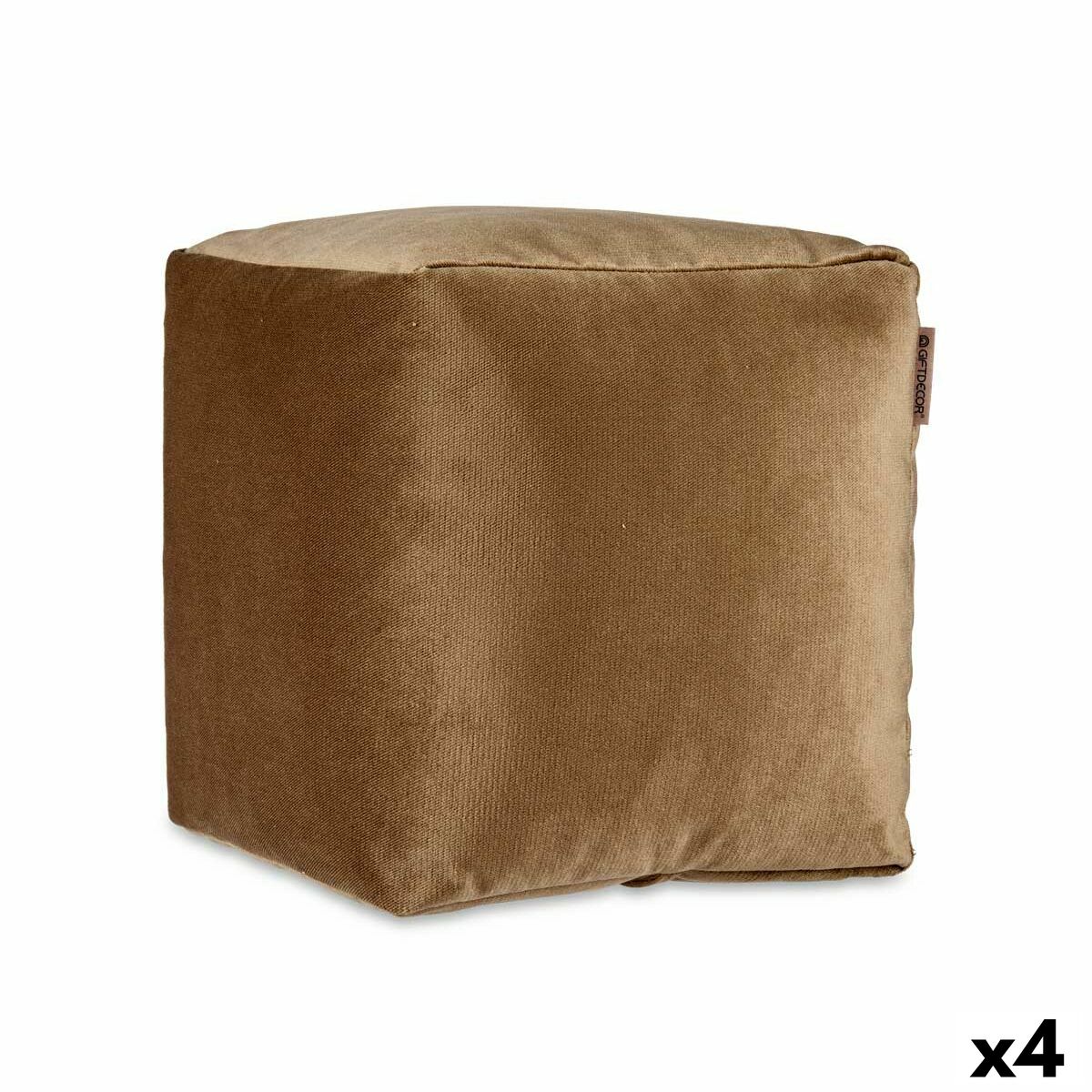 Pouffe Velvet Brown 30 x 30 x 30 cm (4 Units) Pouffe Velvet Brown 30 x 30 x 30 cm (4 Units)