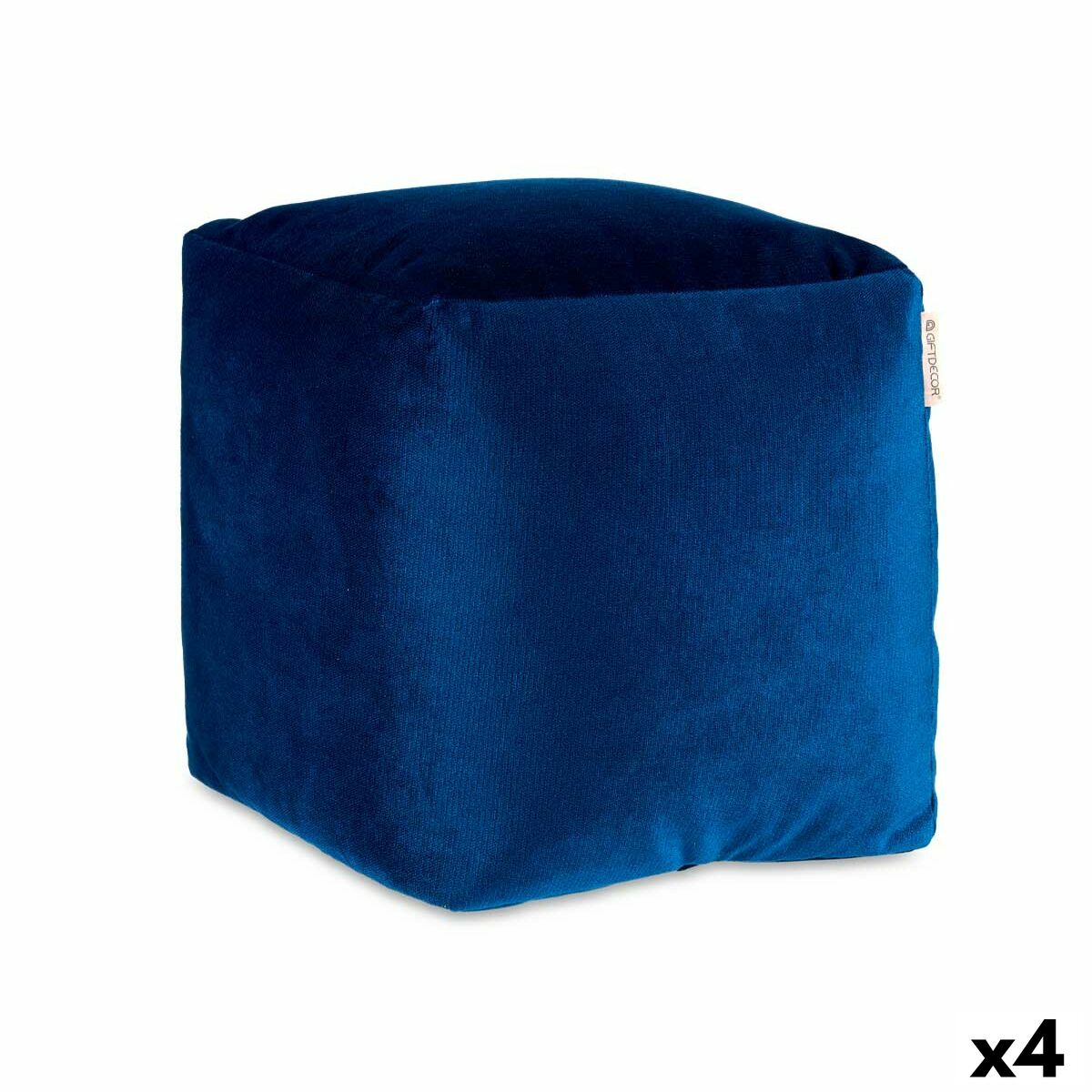 Pouffe Velvet Blue 30 x 30 x 30 cm (4 Units) Pouffe Velvet Blue 30 x 30 x 30 cm (4 Units)