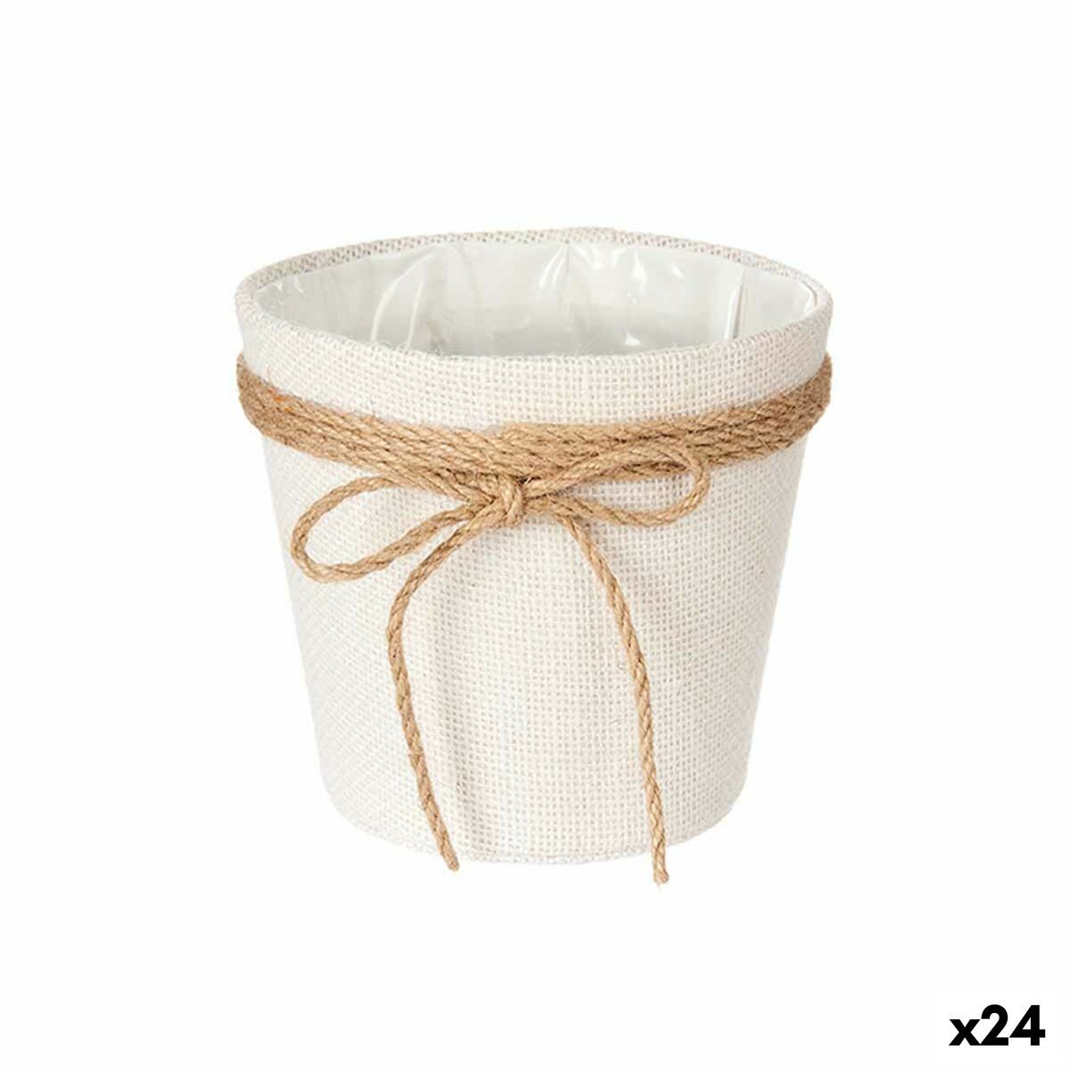 Planter Ibergarden 86449 White Brown Cloth Lasso 16 x 15 x 16 cm (24 Units) Planter Ibergarden 86449 White Brown Cloth Lasso 16 x 15 x 16 cm (24 Units)