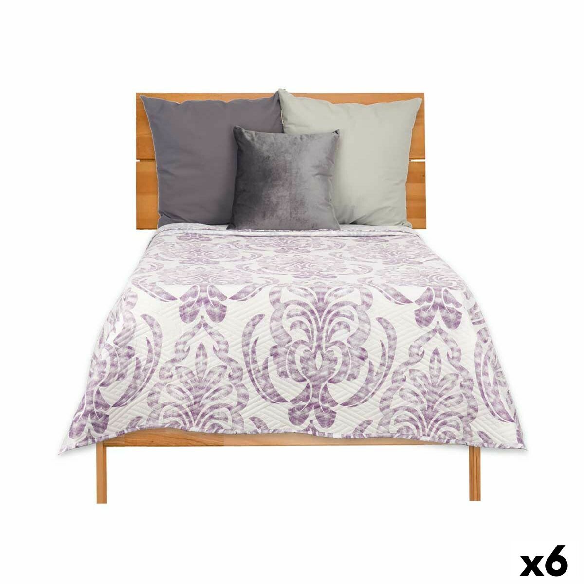 Reversible Bedspread 240 x 260 cm White Purple (6 Units) Reversible Bedspread 240 x 260 cm White Purple (6 Units)