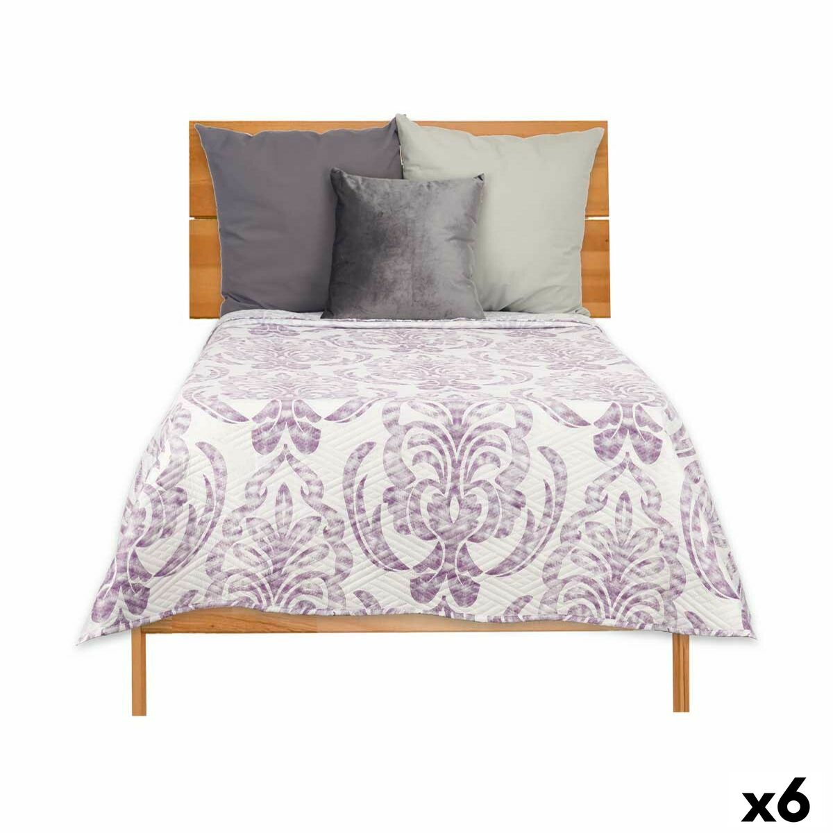 Reversible Bedspread 180 x 260 cm White Purple (6 Units) Reversible Bedspread 180 x 260 cm White Purple (6 Units)