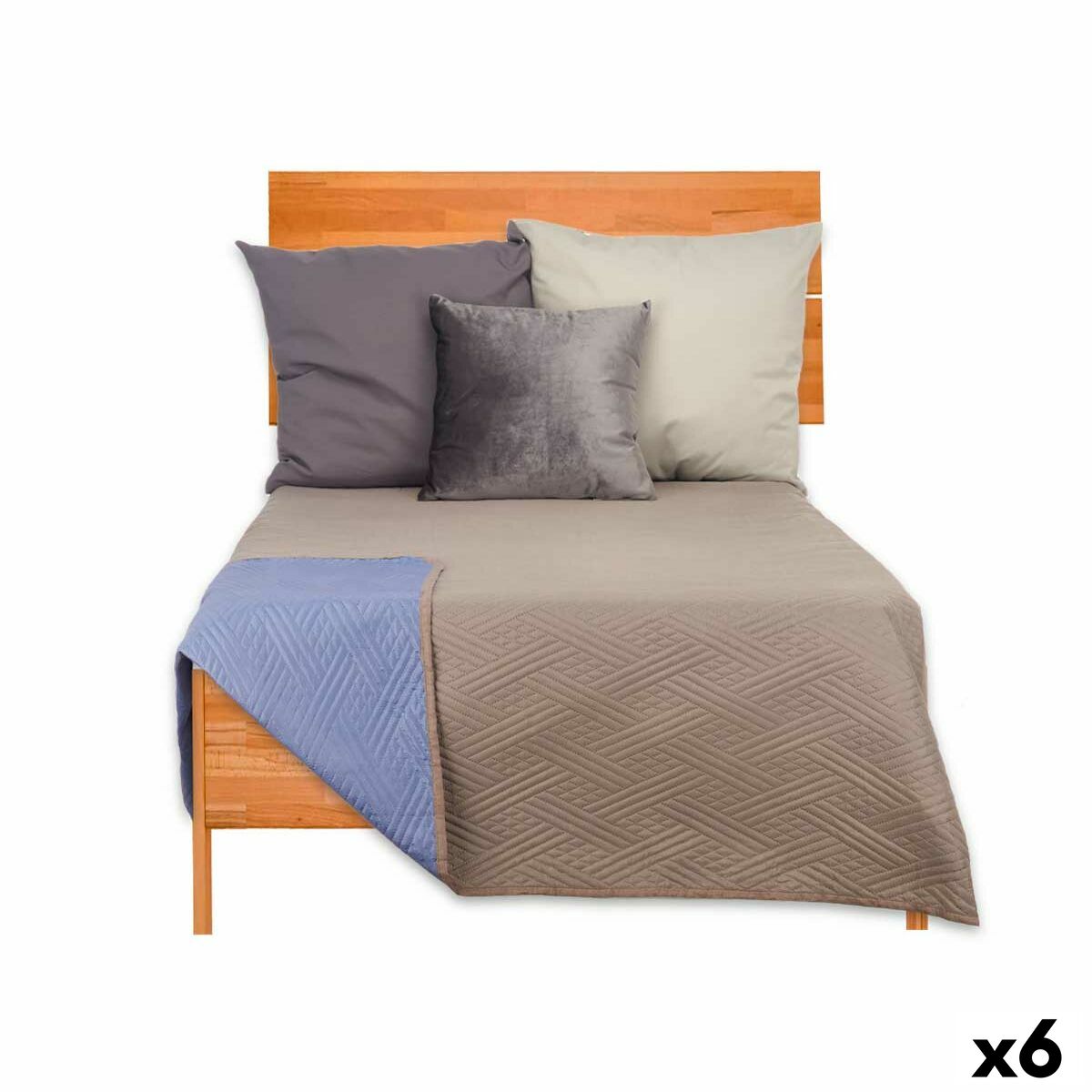 Reversible Bedspread 240 x 260 cm Blue Grey (6 Units) Reversible Bedspread 240 x 260 cm Blue Grey (6 Units)