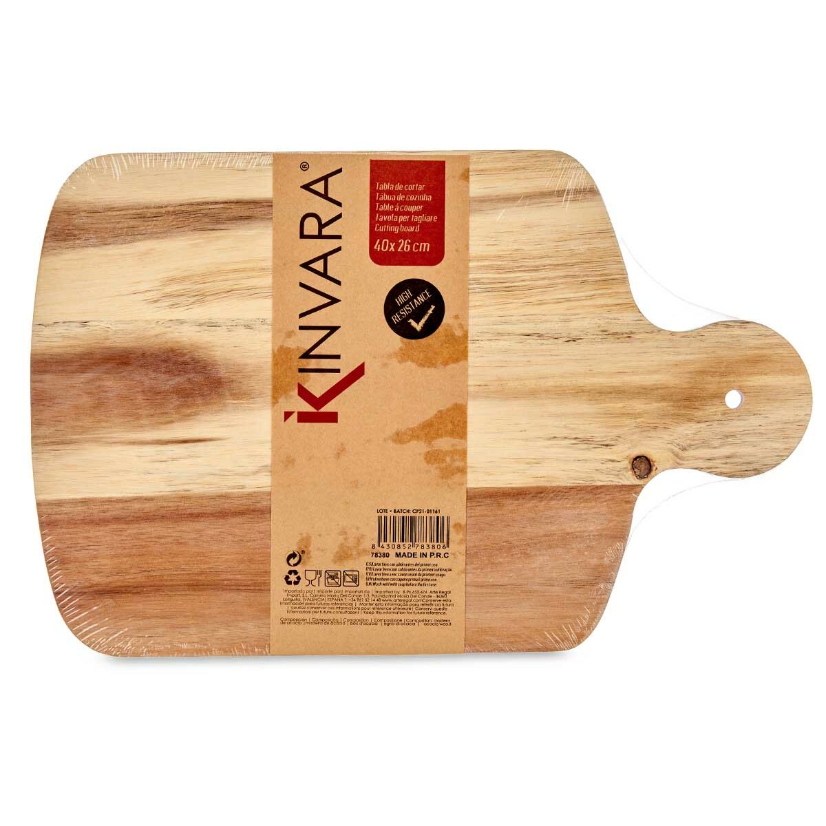 Cutting board Kinvara 78380 White 25,7 x 1,5 x 40 cm (12 Units)