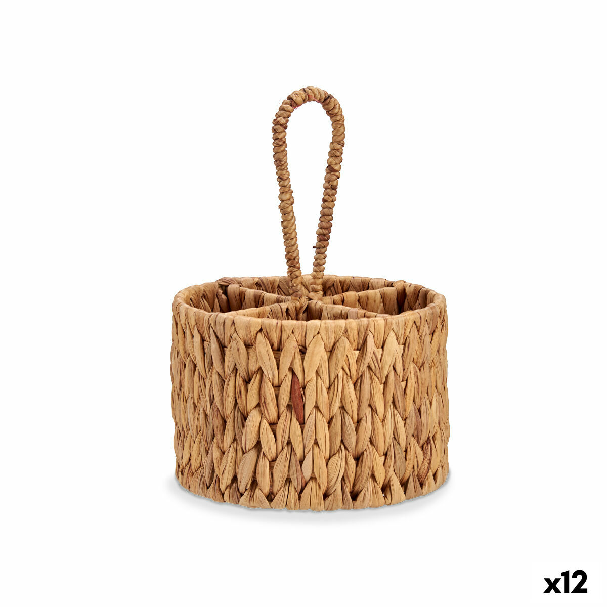 Cutlery basket Gift Decor SF27113 Brown Metal Water hyacinth 20 x 30 x 20 cm (12 Units)