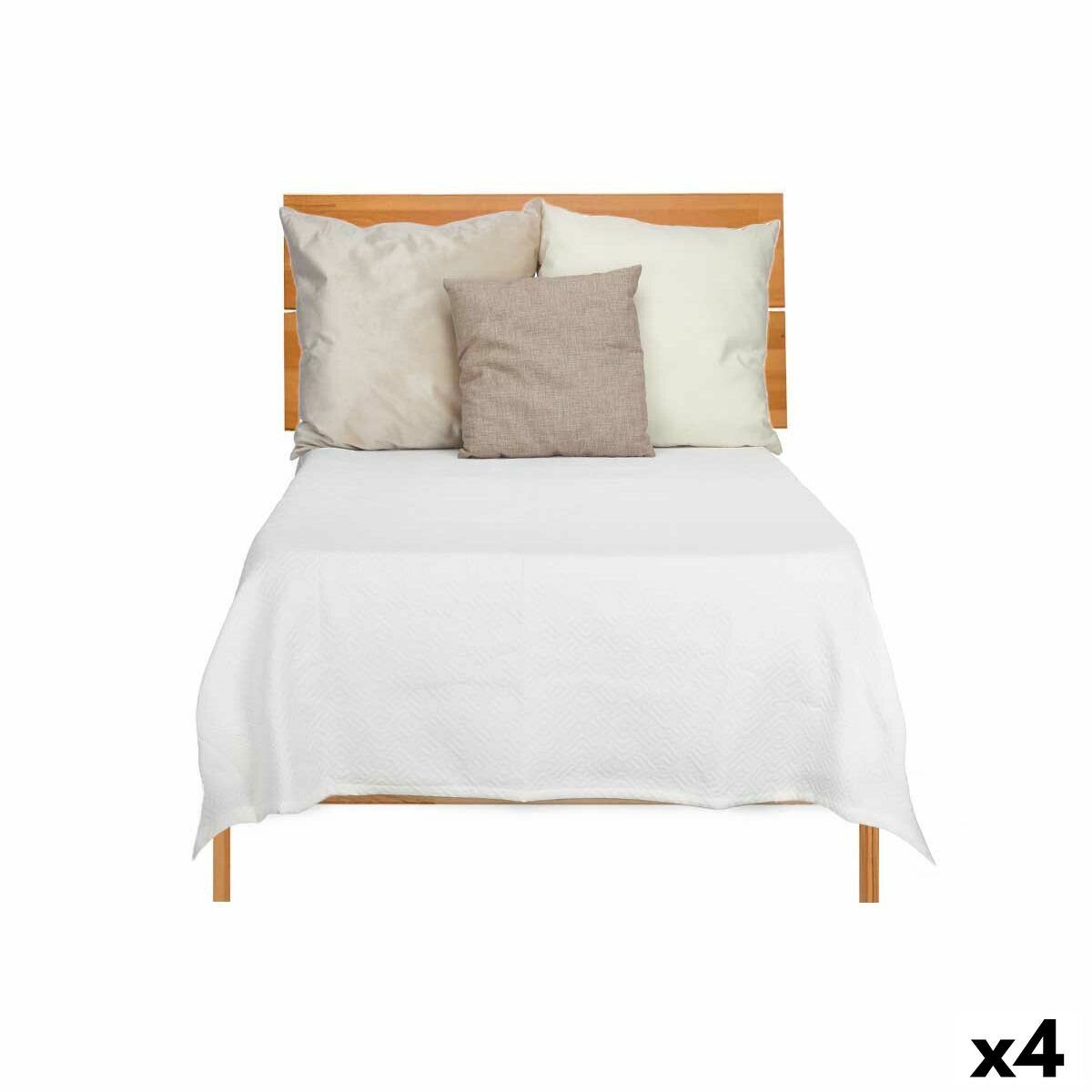 Bedspread (quilt) 180 x 260 cm Geometric White (4 Units) Bedspread (quilt) 180 x 260 cm Geometric White (4 Units)