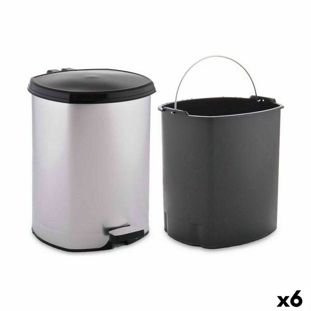 Pedal bin Berilo D004-1 Silver Plastic 6 L (6 Units) Pedal bin Berilo D004-1 Silver Plastic 6 L (6 Units)