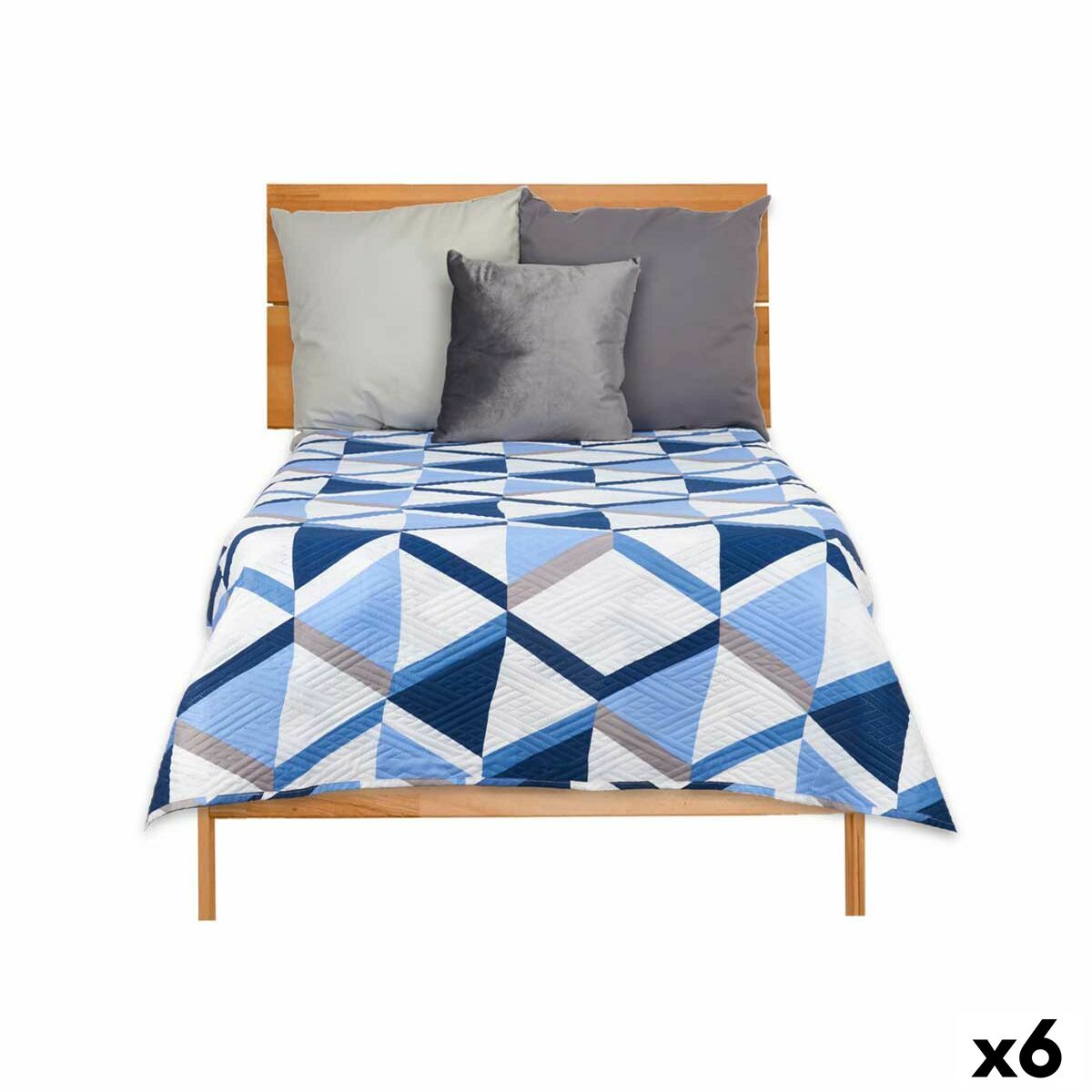 Reversible Bedspread 180 x 260 cm Blue White (6 Units) Reversible Bedspread 180 x 260 cm Blue White (6 Units)
