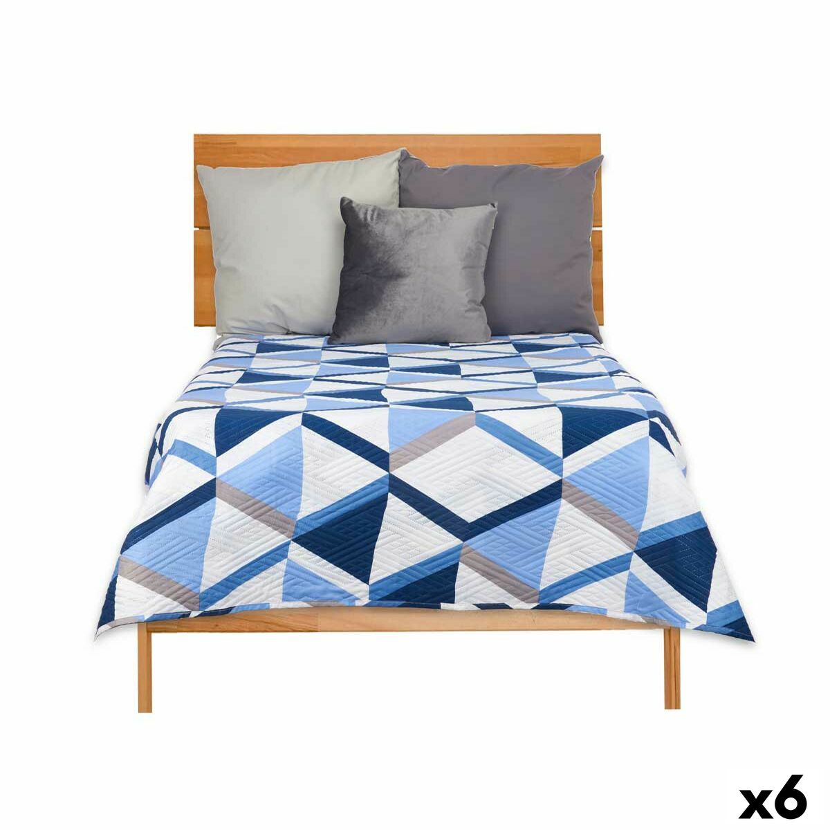 Reversible Bedspread 240 x 260 cm Blue White (6 Units) Reversible Bedspread 240 x 260 cm Blue White (6 Units)