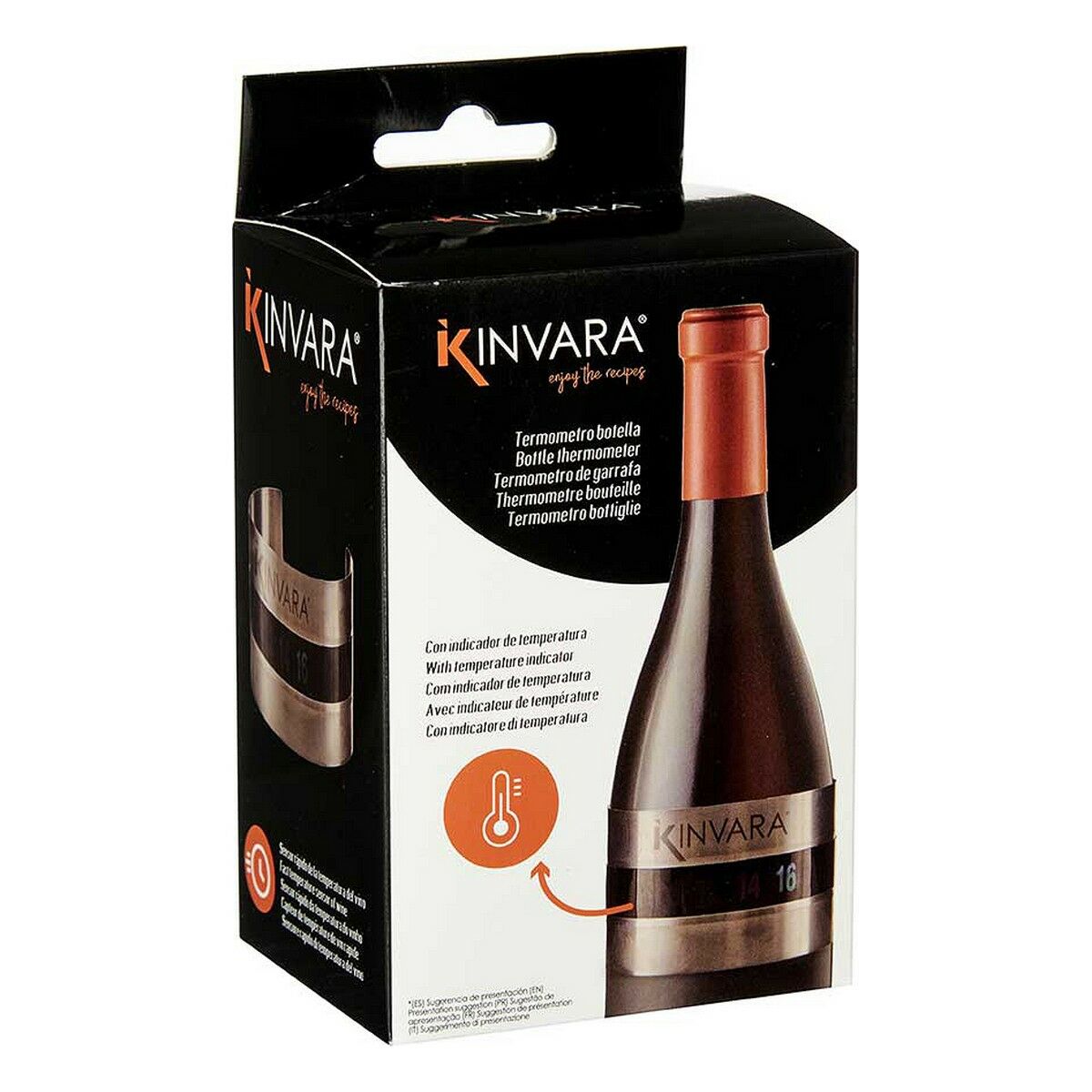 Wine Thermometer Kinvara 202230108 Black Silver Stainless steel (12 Units)