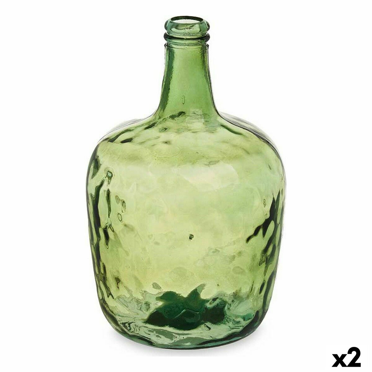 Bottle 2255/08-G Green Smooth 8 L 22 x 37,5 x 22 cm Decoration (2 Units)