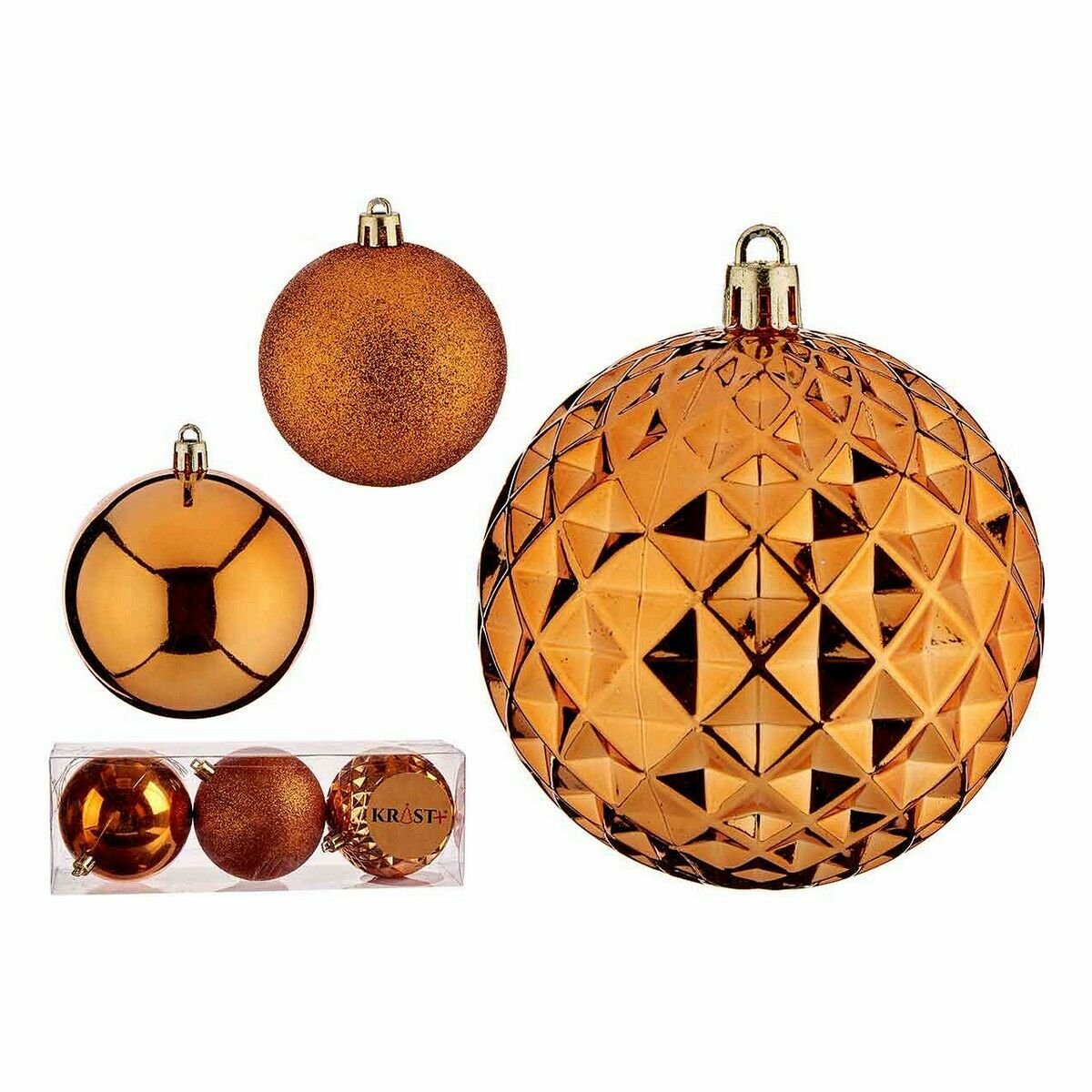 Set of Christmas balls Orange PVC  8 cm (12 Units)