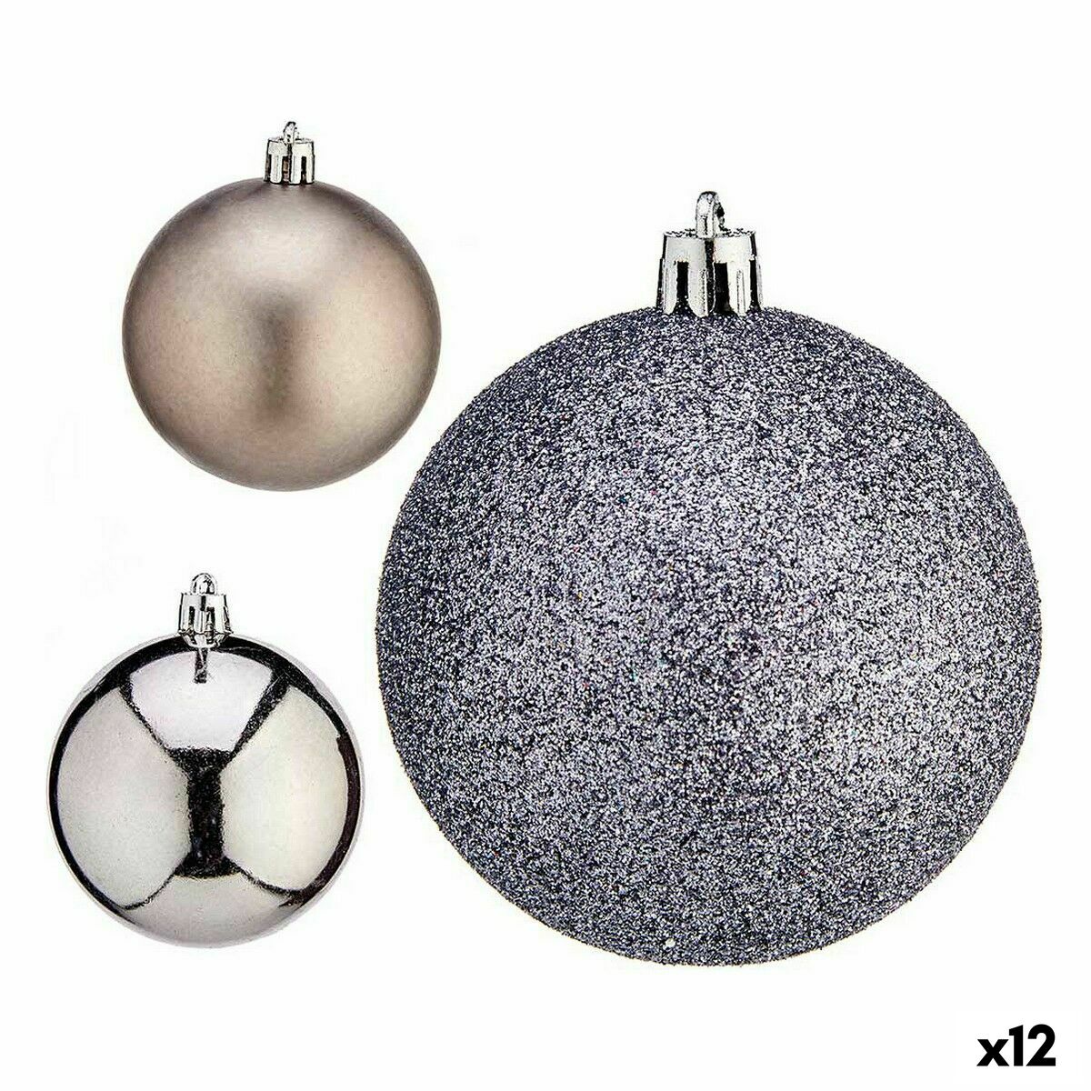 Set of Christmas balls Krist+ 00825 Silver Plastic Ø 7 cm (12 Units) Set of Christmas balls Krist+ 00825 Silver Plastic Ø 7 cm (12 Units)