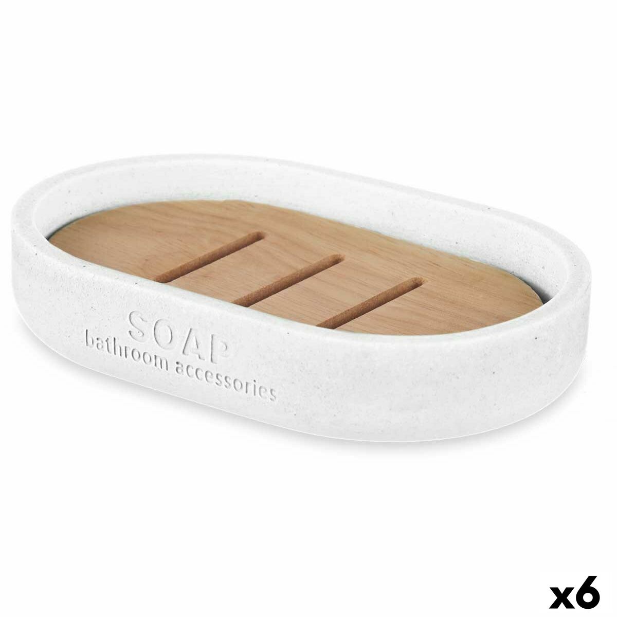 Soap dish Berilo B5456BC-4 – 455 White Resin Bamboo 12,5 x 2,5 x 8,5 cm (6 Units)