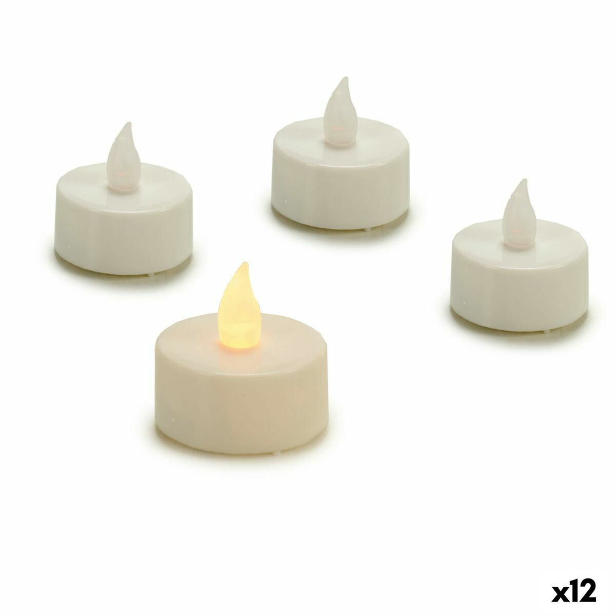 Candle Set LED White 4 x 4 x 3,7 cm (12 Units) Candle Set LED White 4 x 4 x 3,7 cm (12 Units)