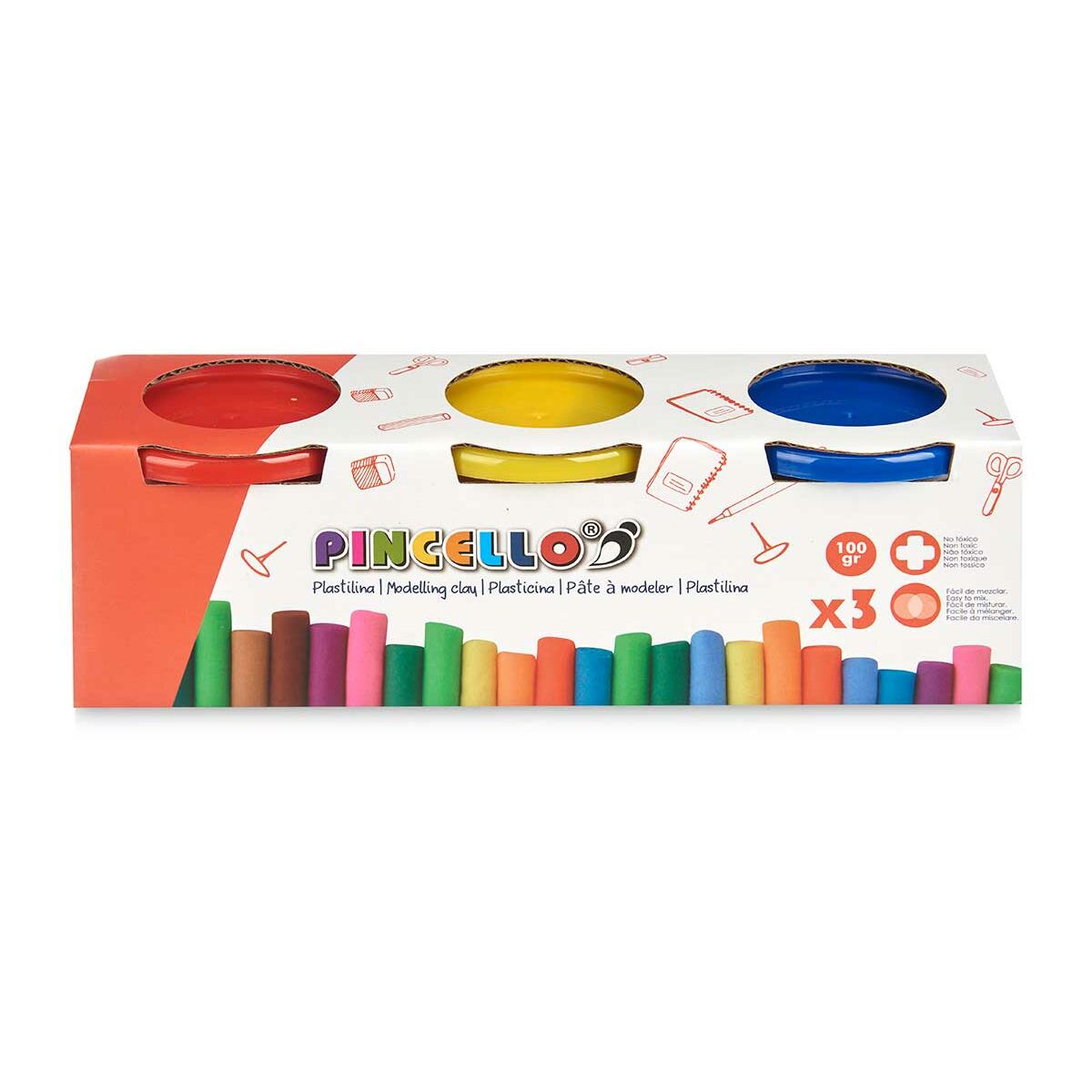 Modelling Clay Game Pincello 501 Yellow Blue Red (12 Units)