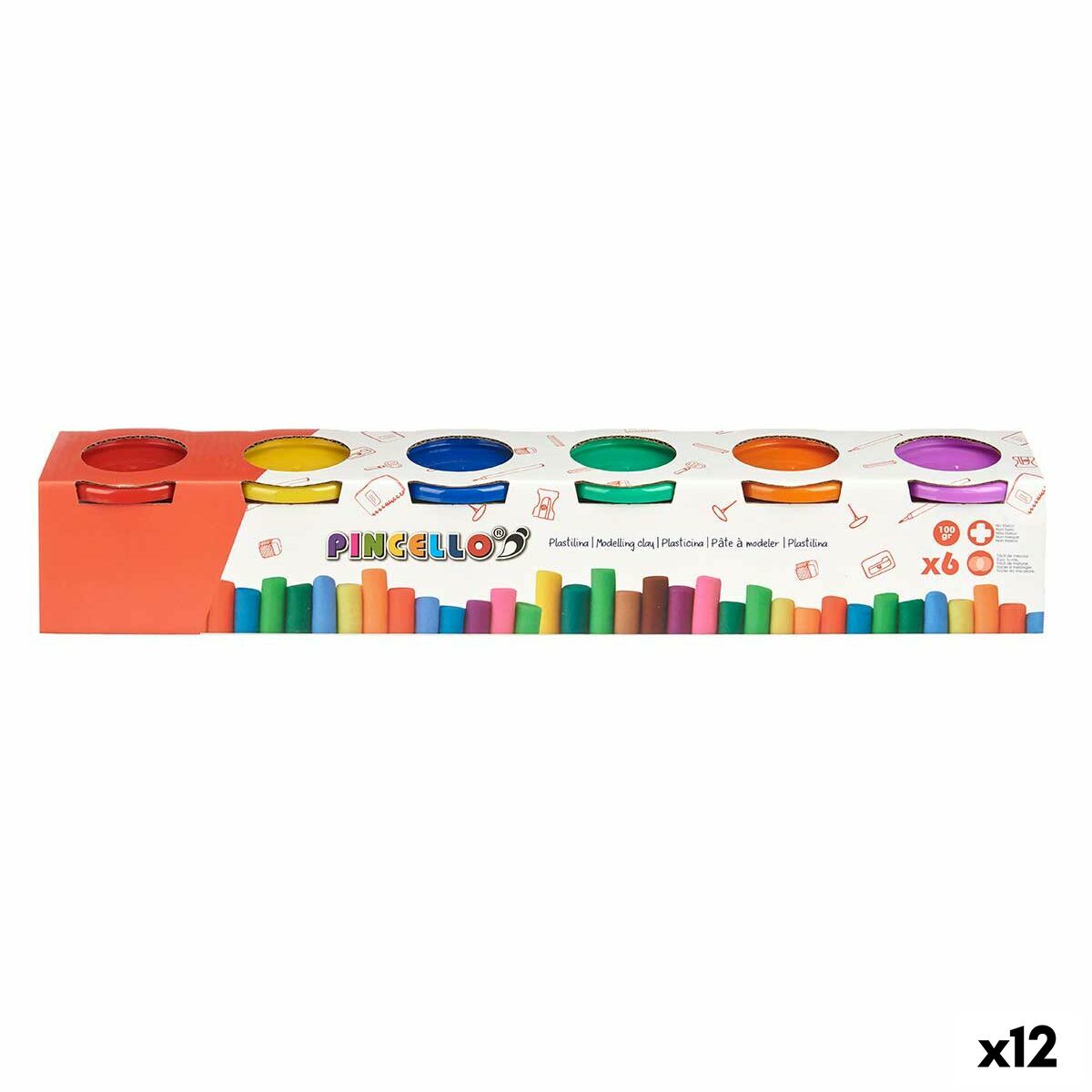 Modelling Clay Game Pincello 504 Yellow Blue Red Green Purple Orange (12 Units) Modelling Clay Game Pincello 504 Yellow Blue Red Green Purple Orange (12 Units)