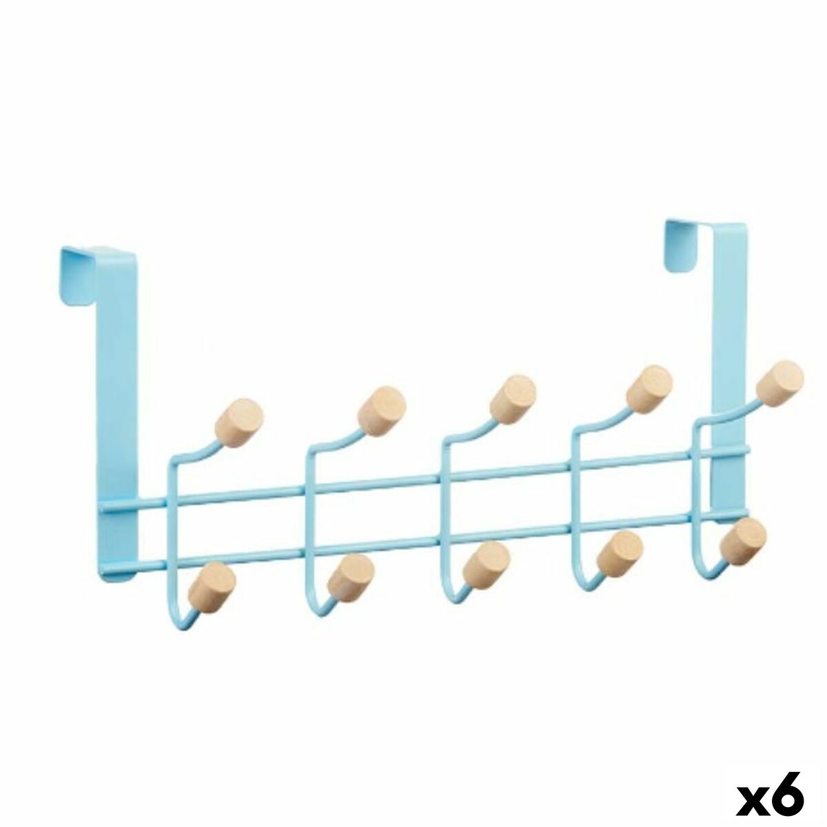 Door Coat Rack Berilo W7912-10NB-BLUE Blue Wood Metal 35 x 17 x 15 cm (6 Units) Door Coat Rack Berilo W7912-10NB-BLUE Blue Wood Metal 35 x 17 x 15 cm (6 Units)