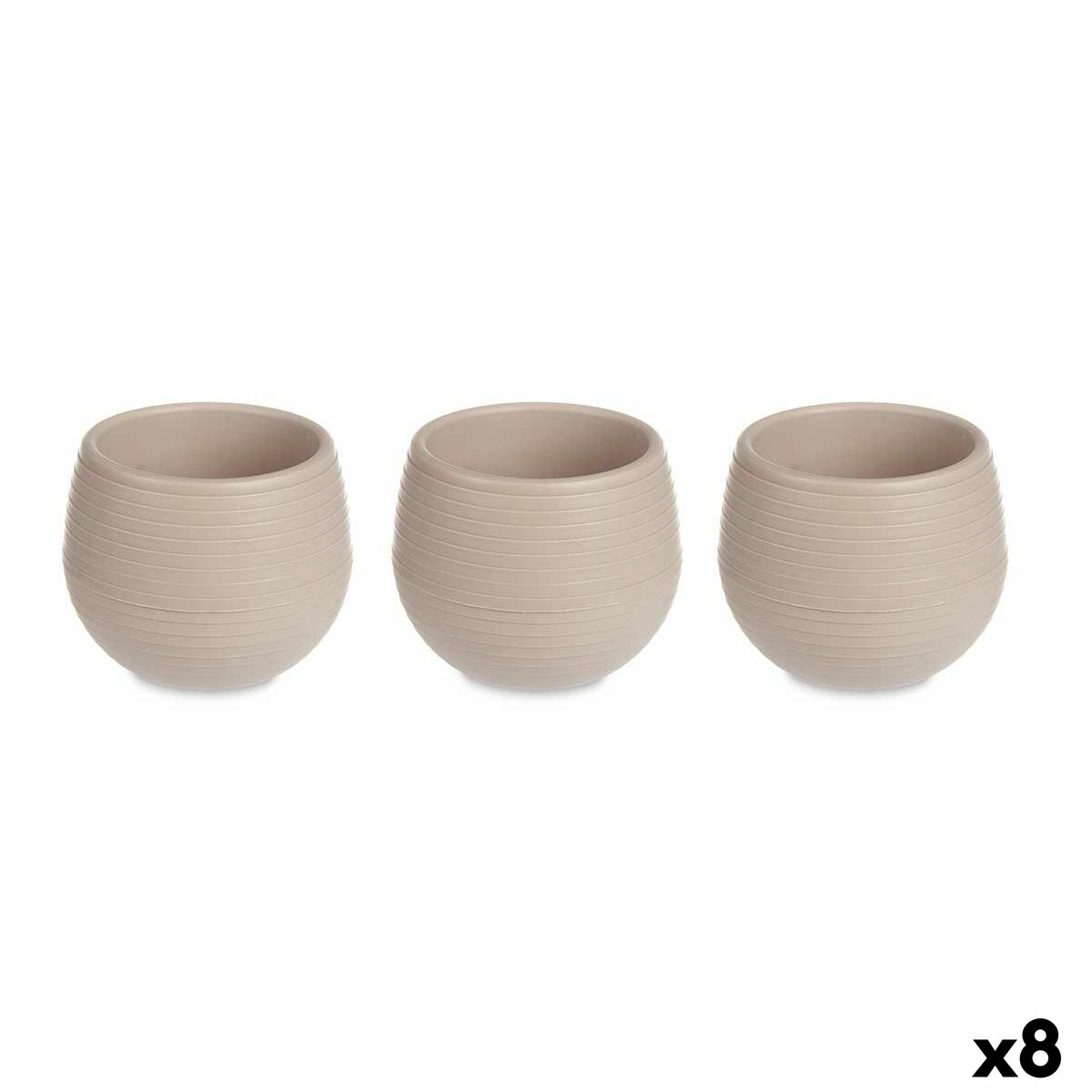 Set of pots Ibergarden ES0101214S3 Taupe Plastic 8 x 8 x 7 cm (8 Units) Set of pots Ibergarden ES0101214S3 Taupe Plastic 8 x 8 x 7 cm (8 Units)