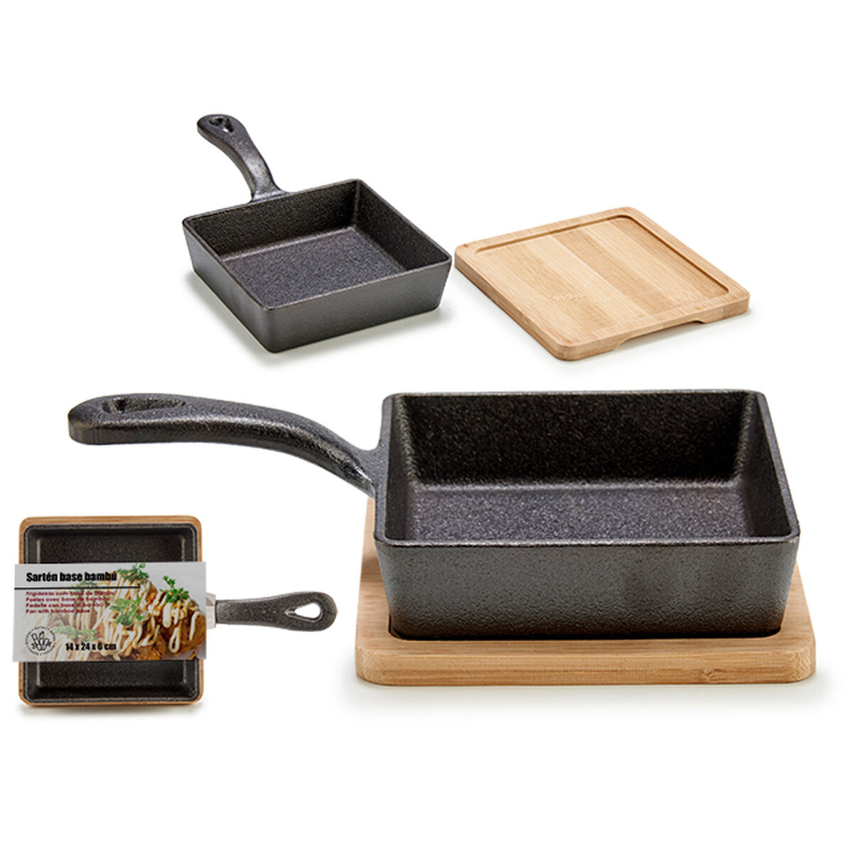 Pan for Serving Aperitifs Kinvara 1277SJ5076 Brown Grey 23,7 x 6,3 x 14 cm Pan (12 Units)