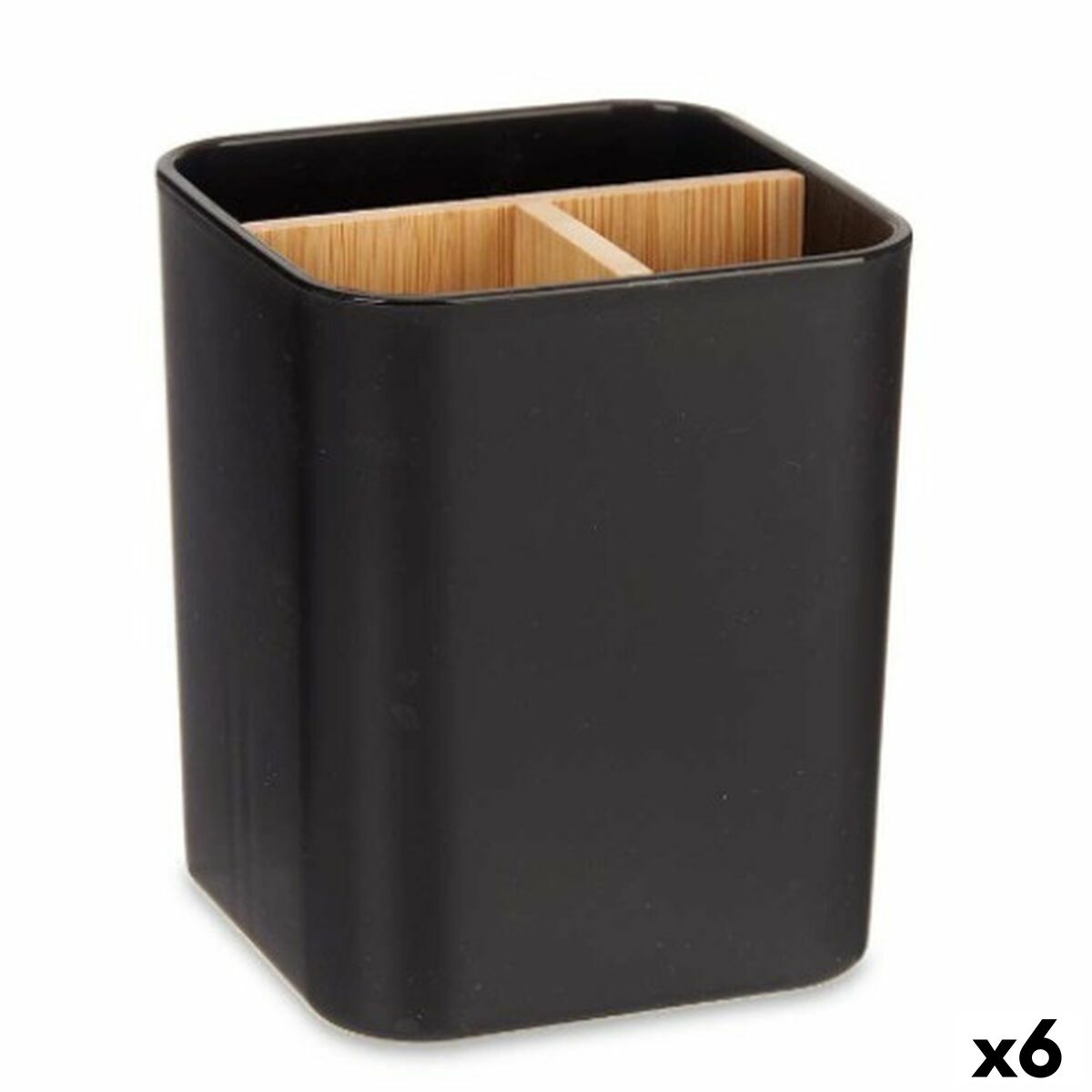 Toothbrush Holder Berilo B9041-BLACK Black Bamboo polypropylene 9 x 11 x 9 cm (6 Units) Toothbrush Holder Berilo B9041-BLACK Black Bamboo polypropylene 9 x 11 x 9 cm (6 Units)